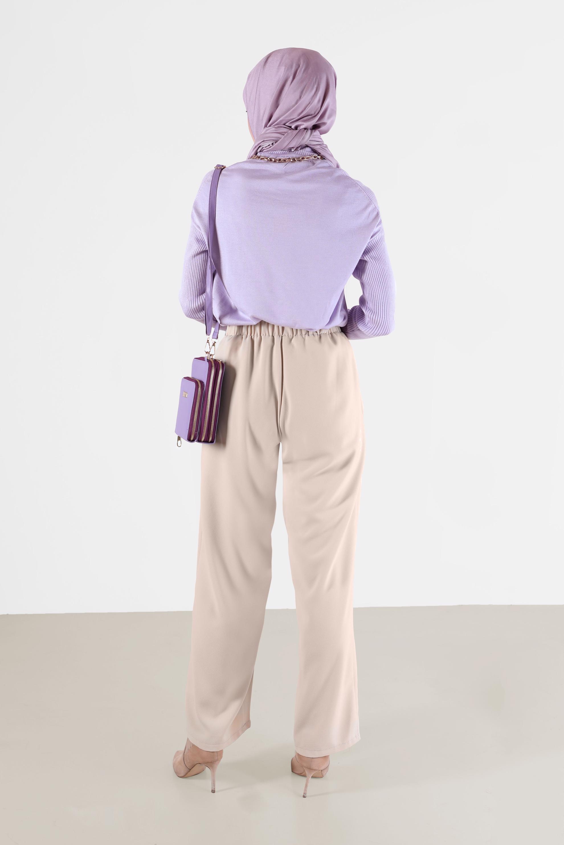 Tesettür giyim BEJ GENİŞ KESİM PANTOLON 70272 