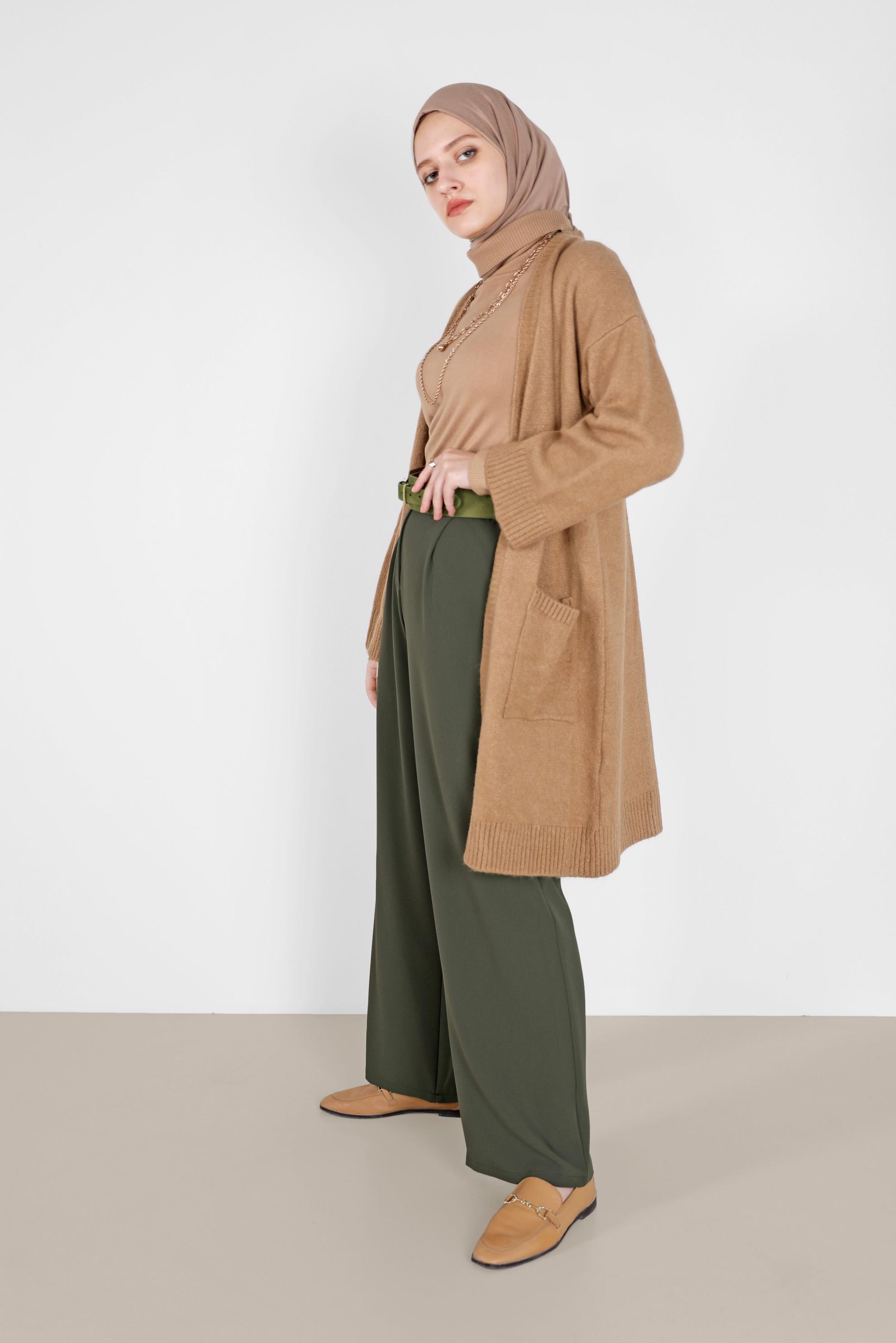 Tesettür giyim HAKİ GENİŞ KESİM PANTOLON 70272 