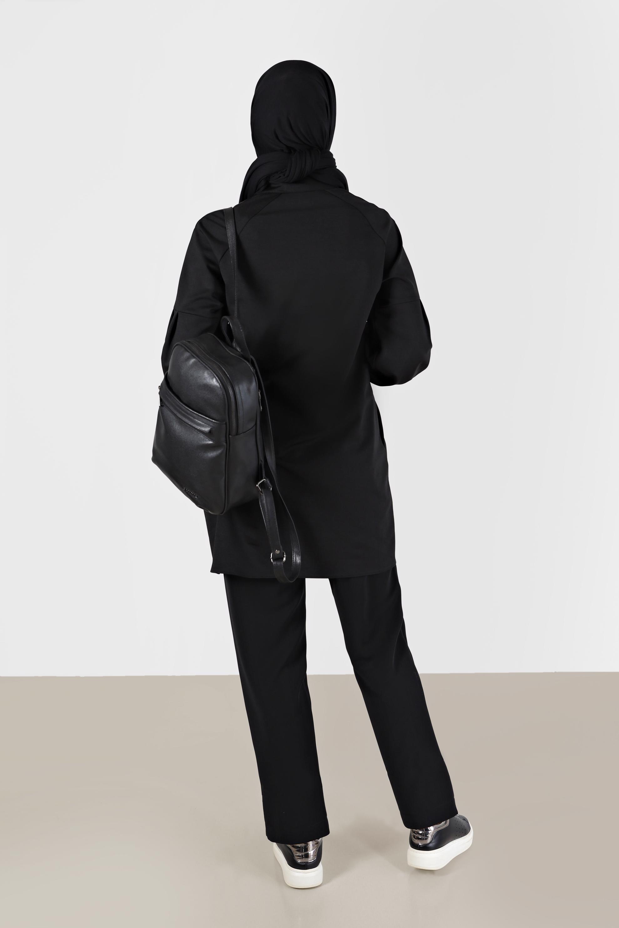 Tesettür giyim SİYAH BELİ LASTİKLİ PANTOLON 70275 