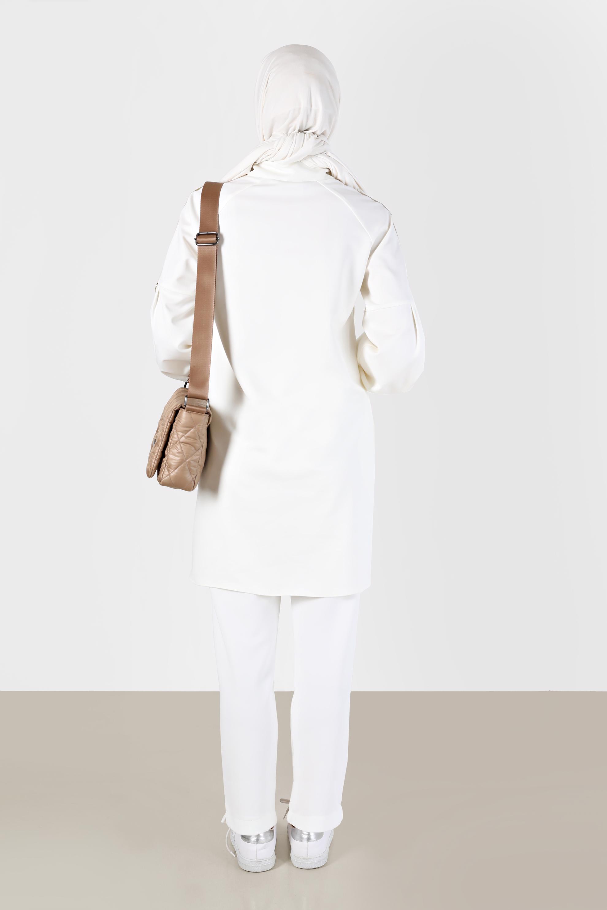 Tesettür giyim BEYAZ BELİ LASTİKLİ PANTOLON 70275 