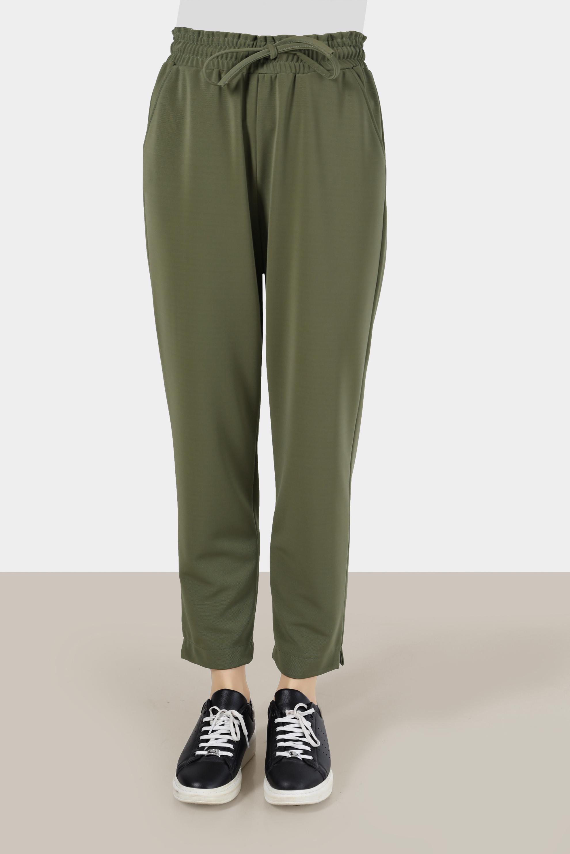 Tesettür giyim HAKİ BELİ LASTİKLİ PANTOLON 70275 