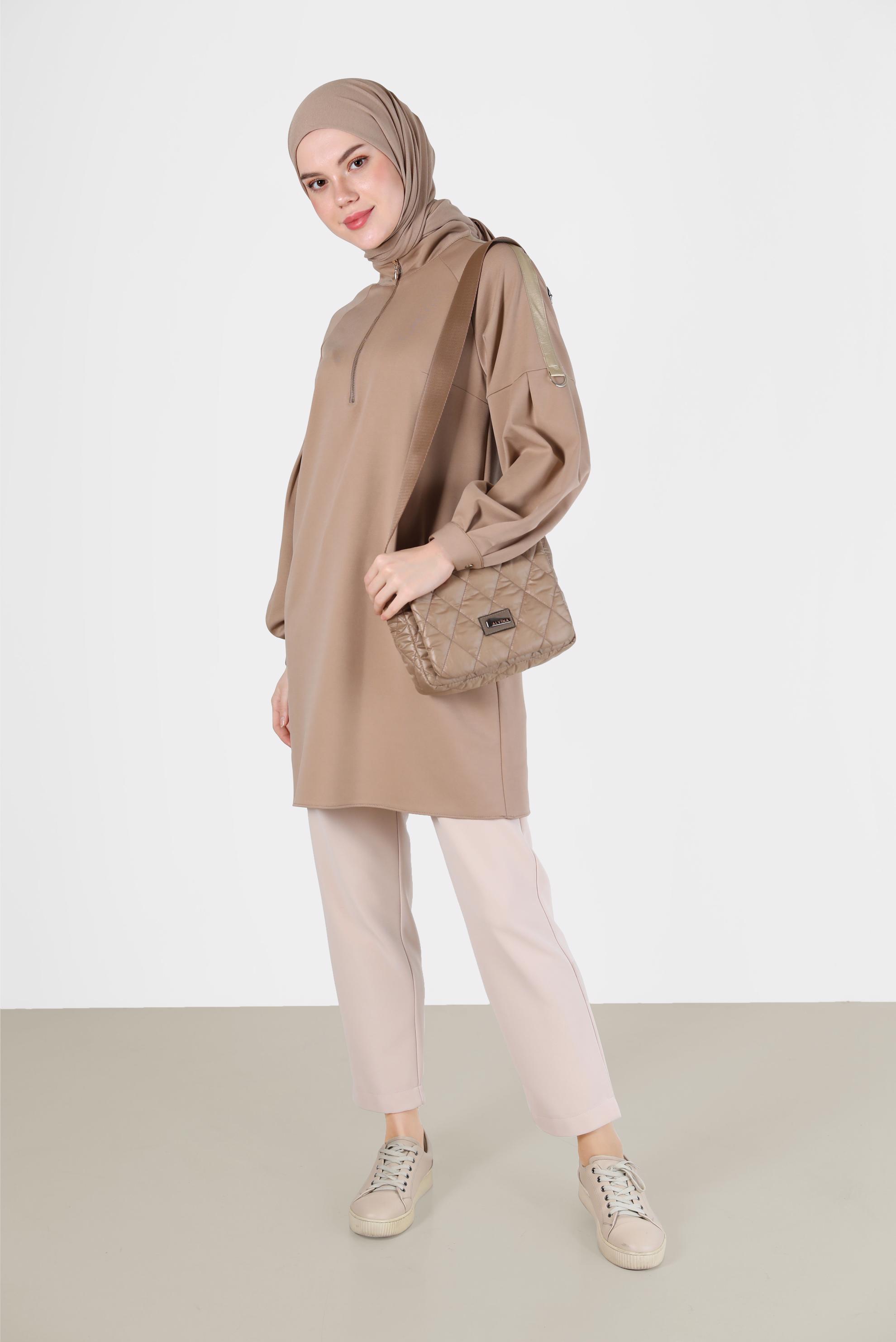 Hijab clothing BEIGE  ELASTIC WAIST TROUSERS 70275 