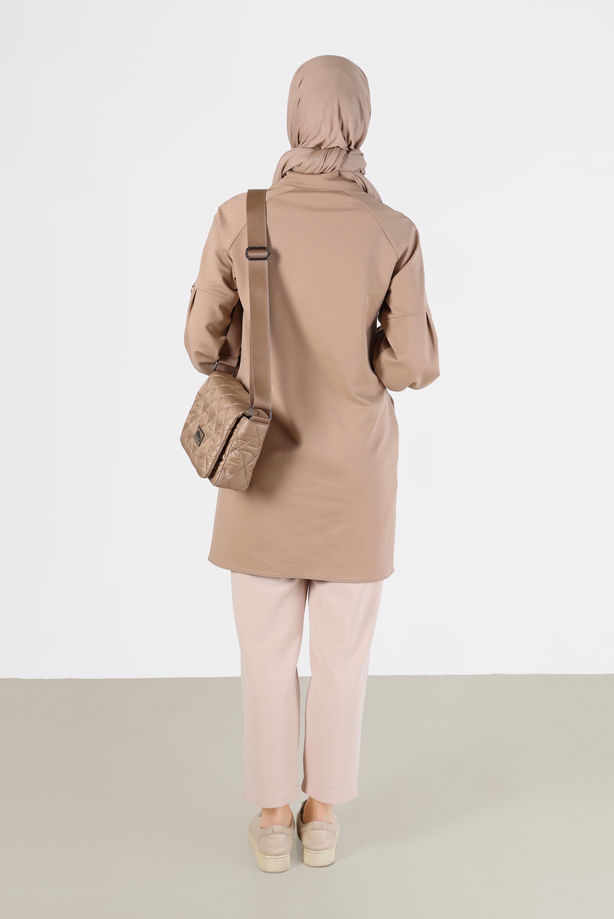 Hijab clothing BEIGE  ELASTIC WAIST TROUSERS 70275 