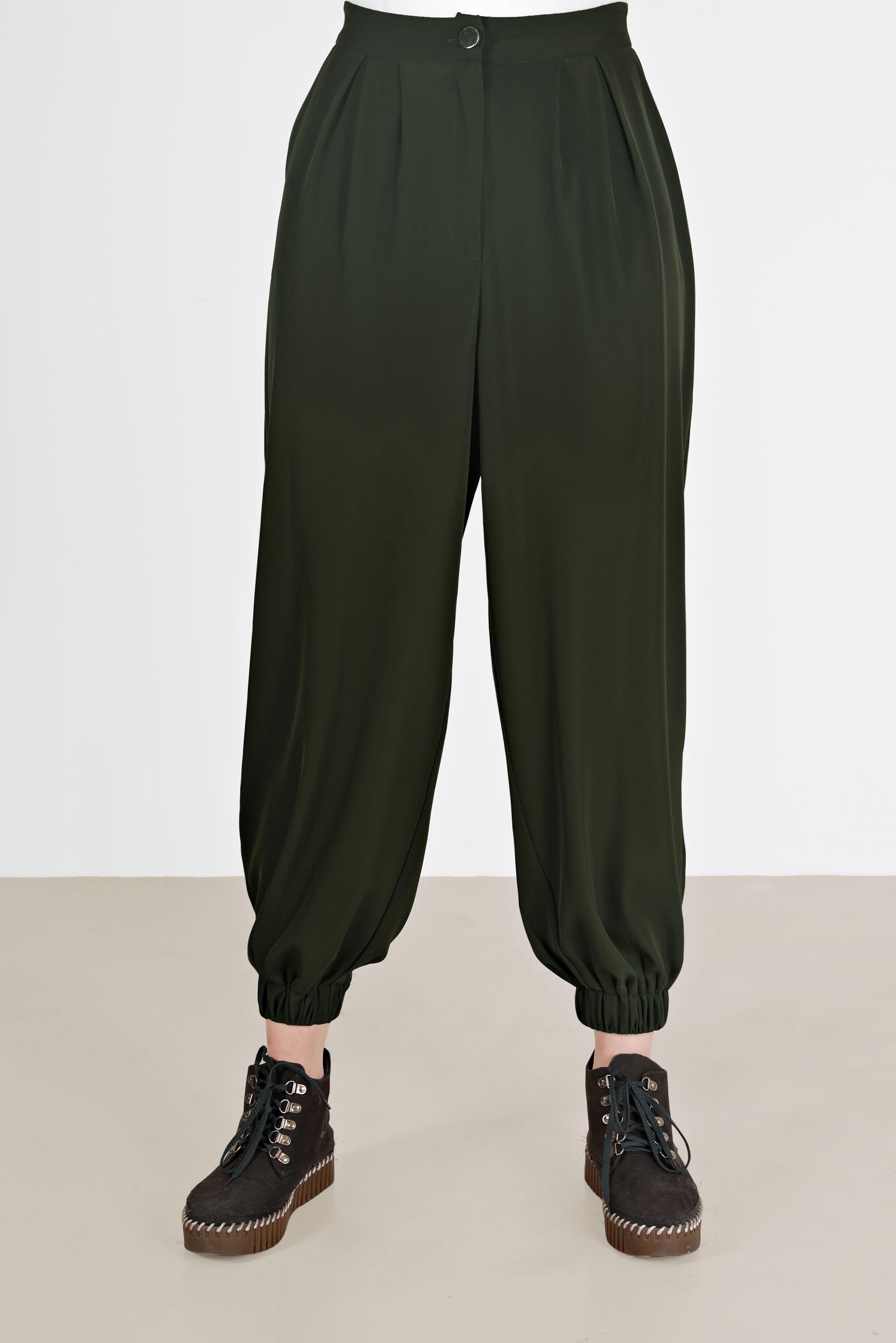 Tesettür giyim HAKİ BİLEKLERİ LASTİKLİ PANTOLON 70276 