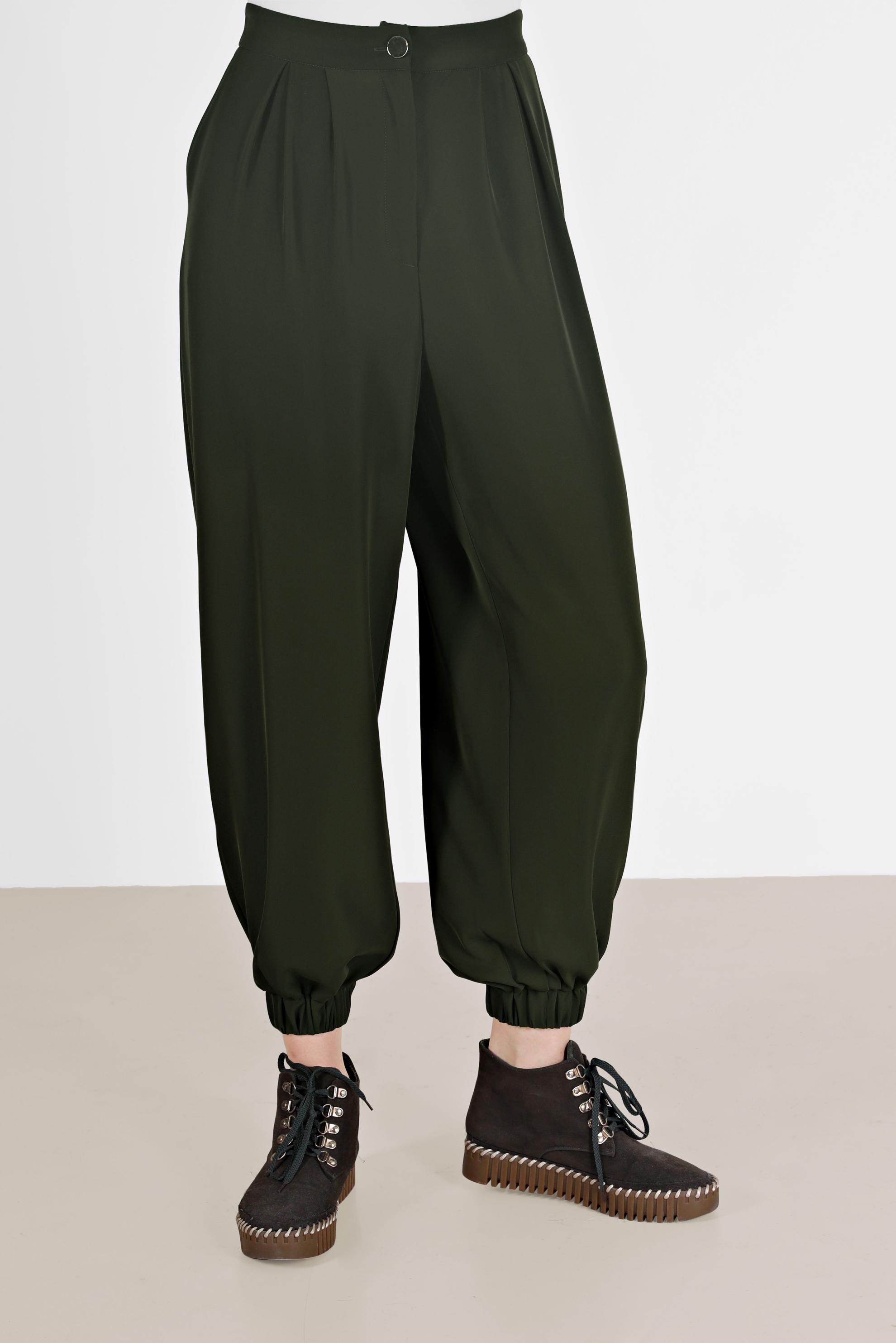 Tesettür giyim HAKİ BİLEKLERİ LASTİKLİ PANTOLON 70276 