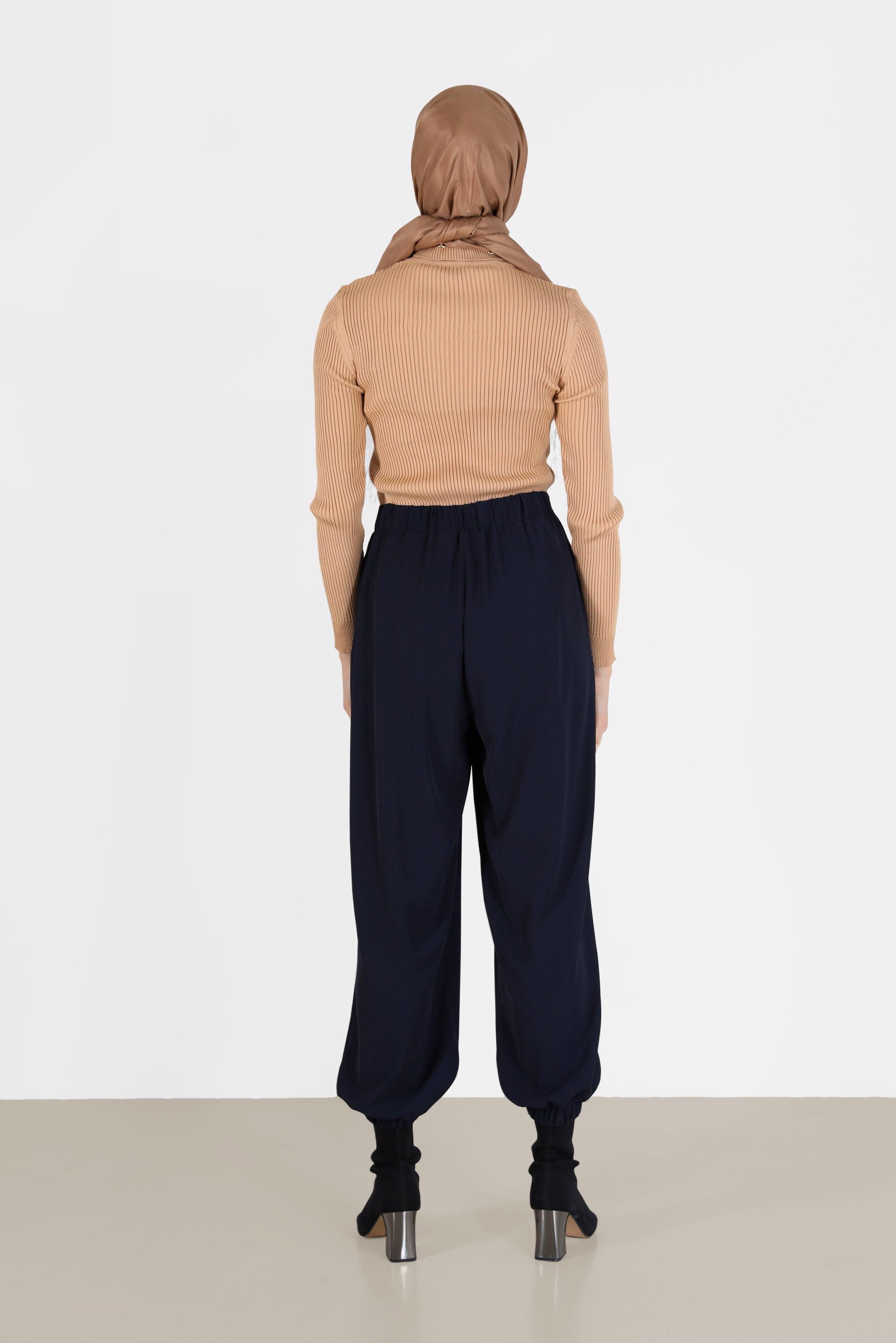 Tesettür giyim LACİVERT BİLEKLERİ LASTİKLİ PANTOLON 70276 