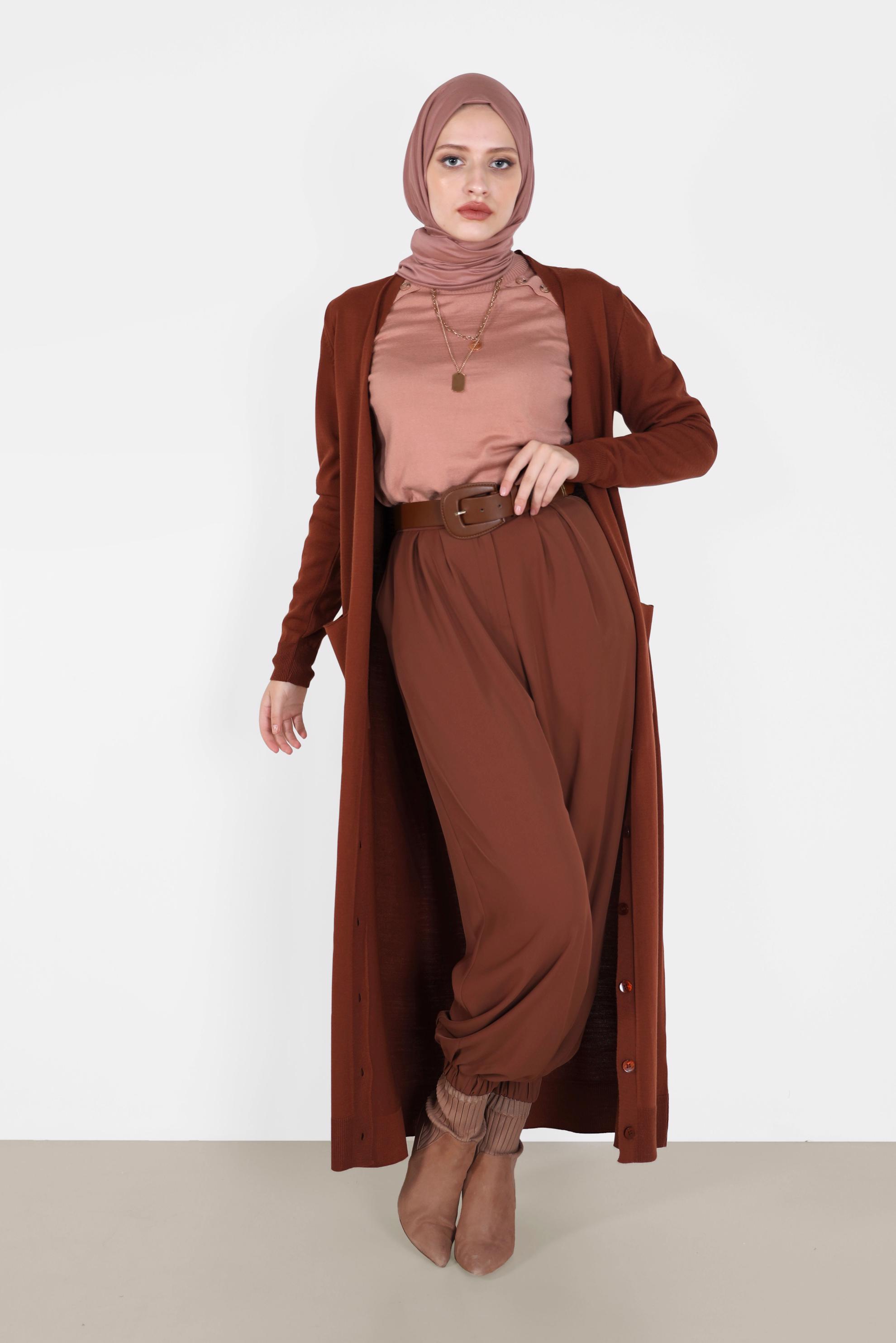 Tesettür giyim TABA BİLEKLERİ LASTİKLİ PANTOLON 70276 