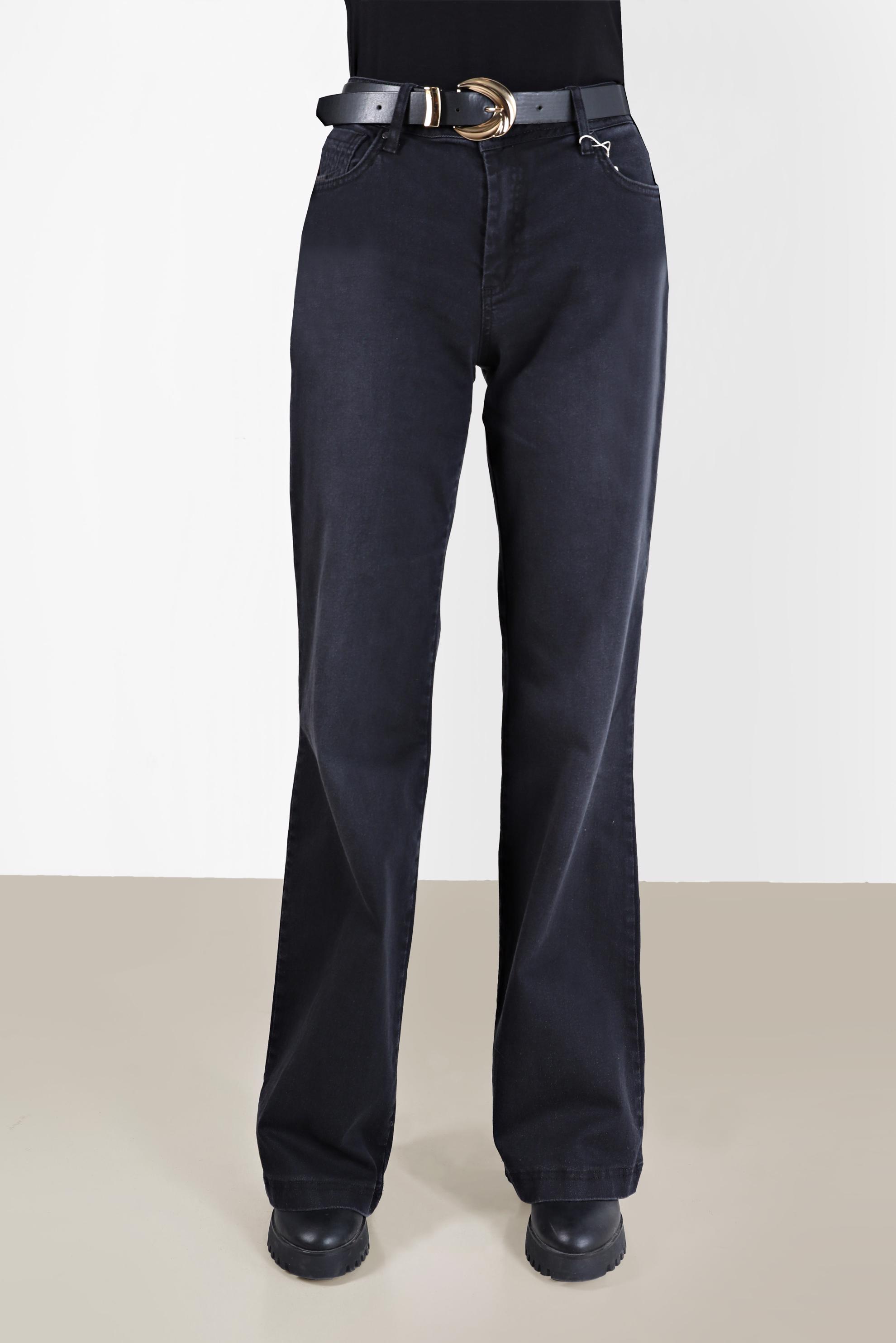 Tesettür giyim SİYAH İSPANYOL PAÇA DENİM PANTOLON 70285 