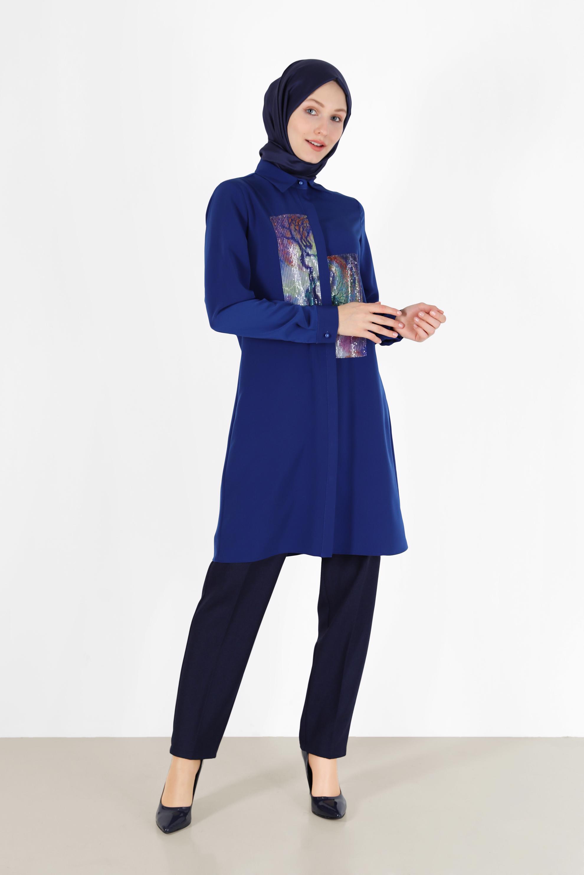 Tesettür giyim LACİVERT BORU PAÇA PANTOLON 70287 