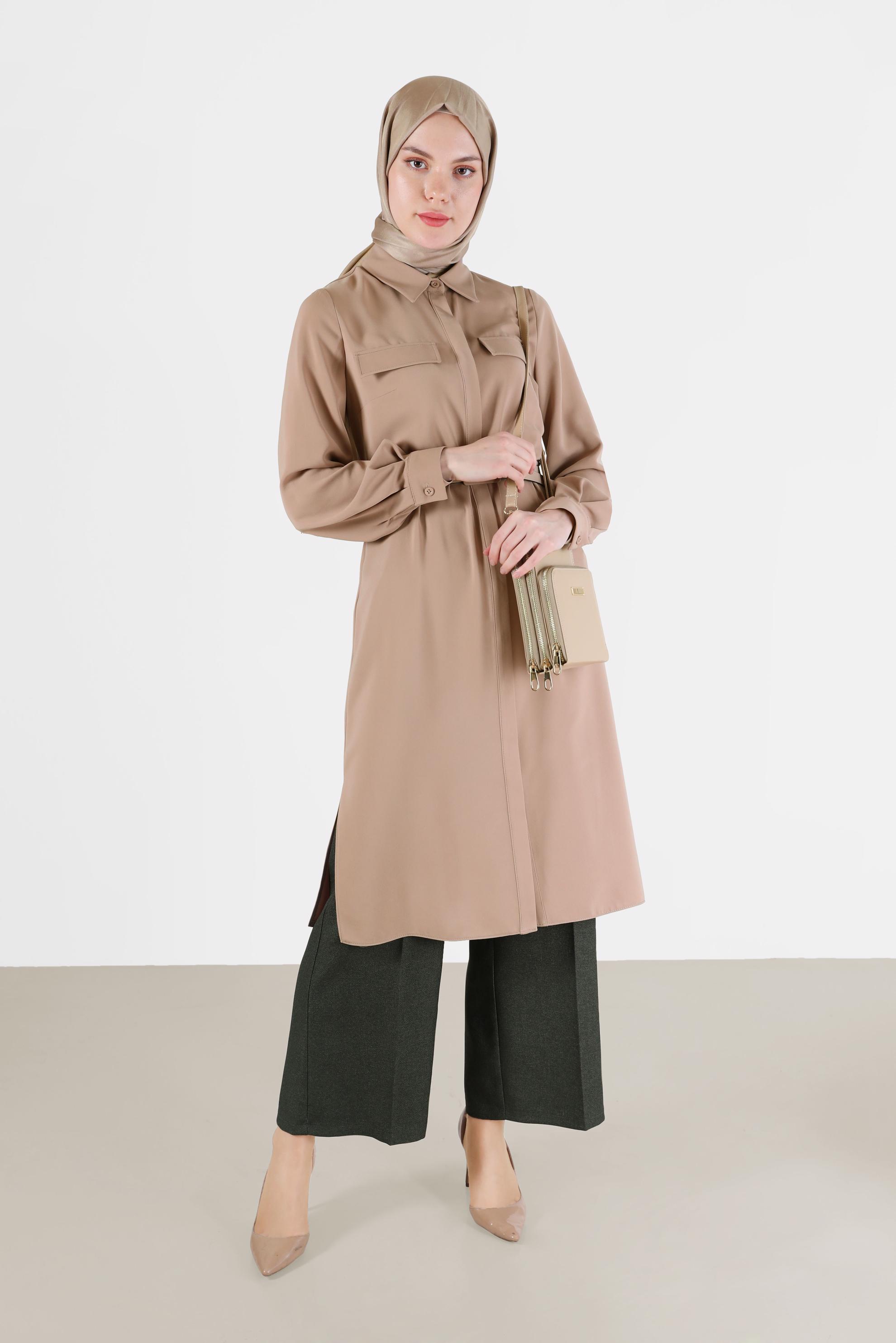 Tesettür giyim HAKİ GENİŞ KESİM PANTOLON 70288 