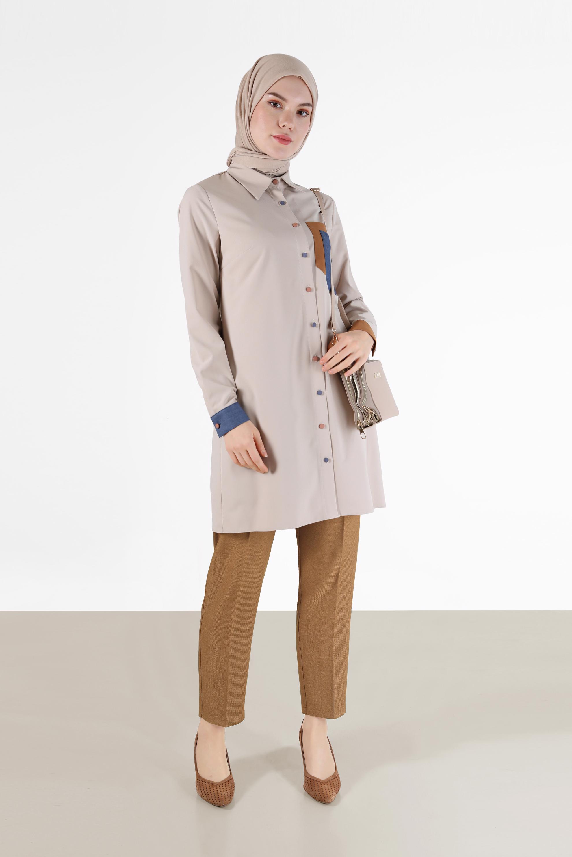 Tesettür giyim SARI DAR PAÇA KLASİK PANTOLON 70289 