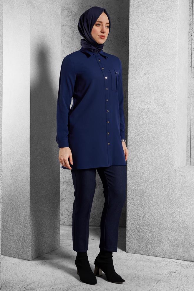 Hijab clothing NAVY BLUE SKINNY LEG PANTS 70290 - ALVİNA