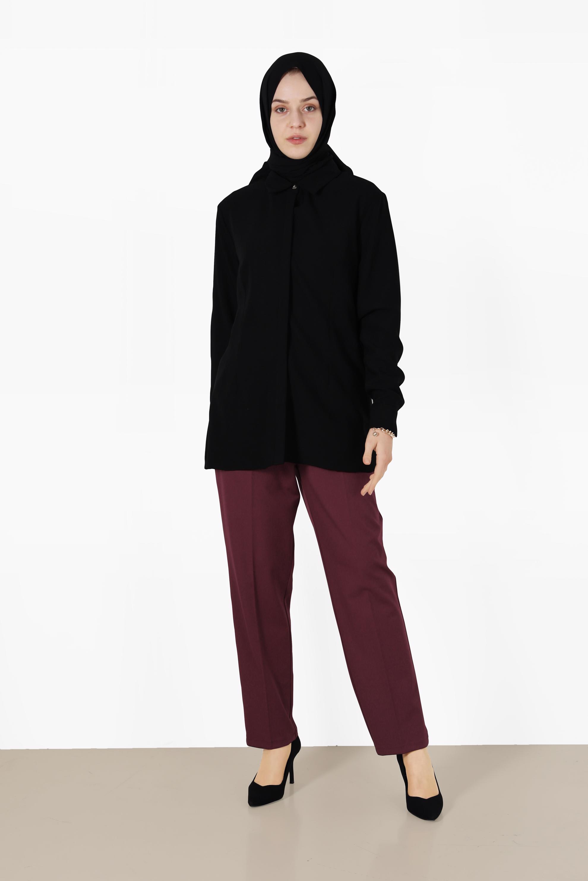 Tesettür giyim BORDO KLASİK KESİM PANTOLON 70292 