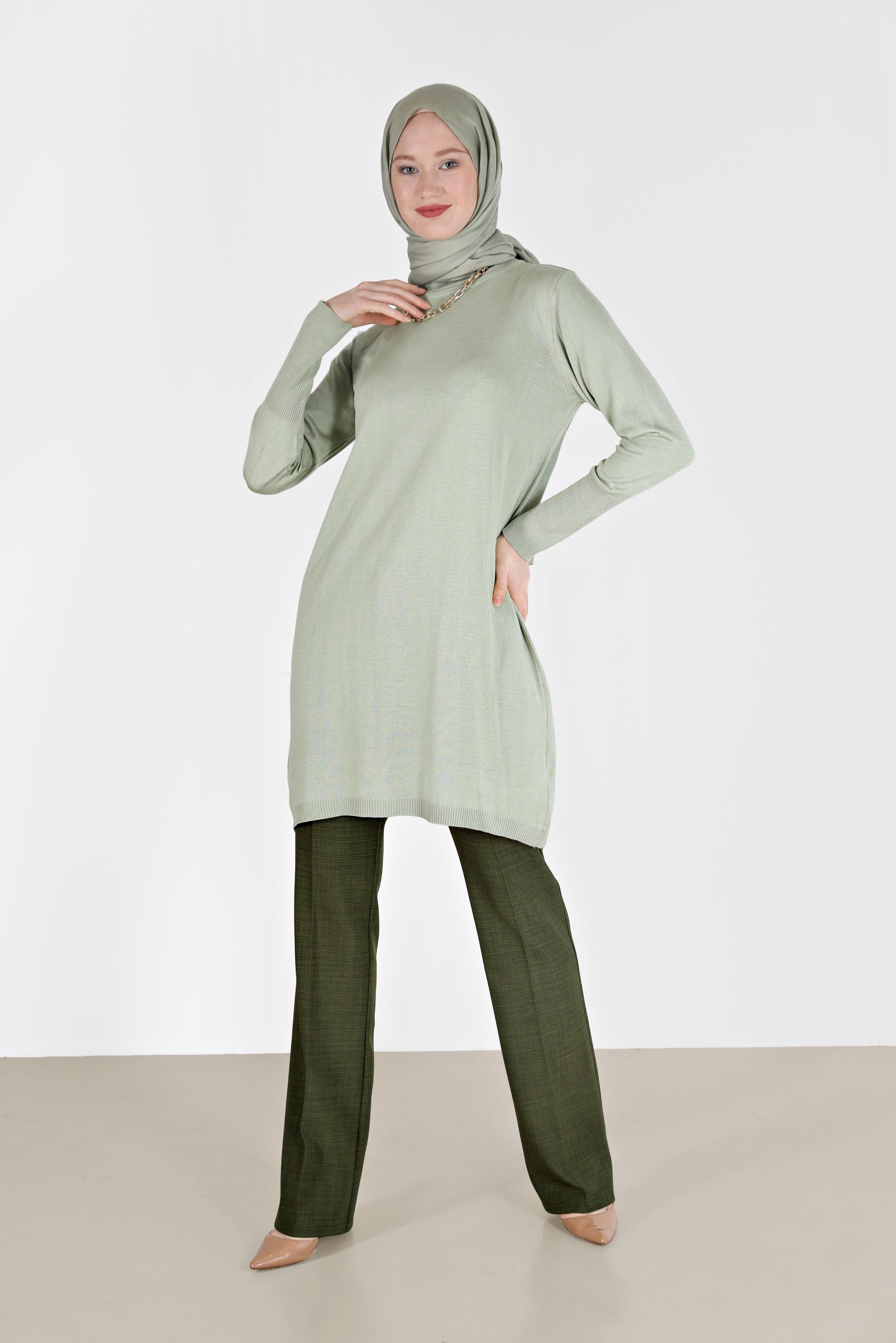 Tesettür giyim HAKİ İSPANYOL PAÇA PANTOLON 70296 