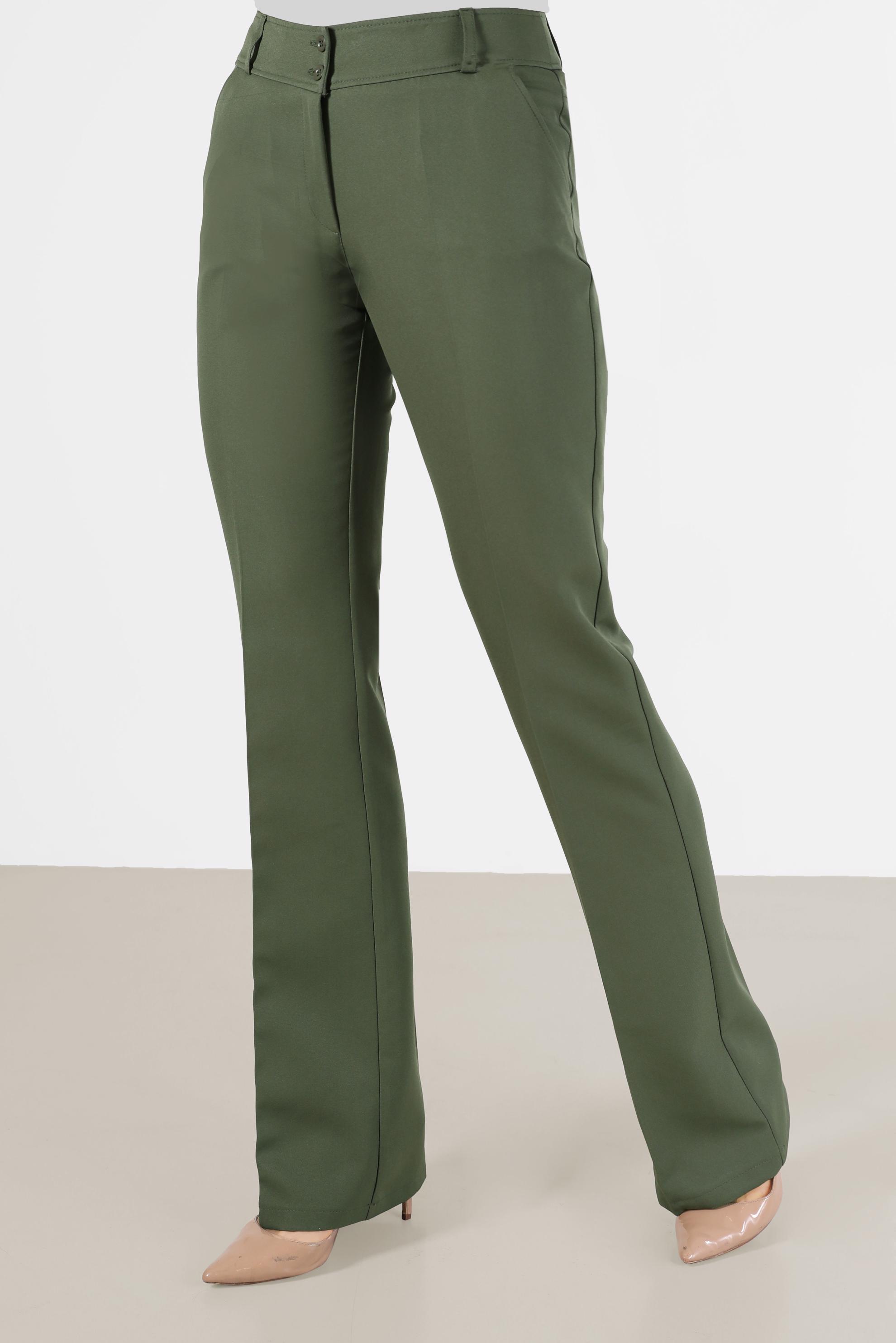 Tesettür giyim HAKİ İSPANYOL PAÇA PANTOLON 70297 