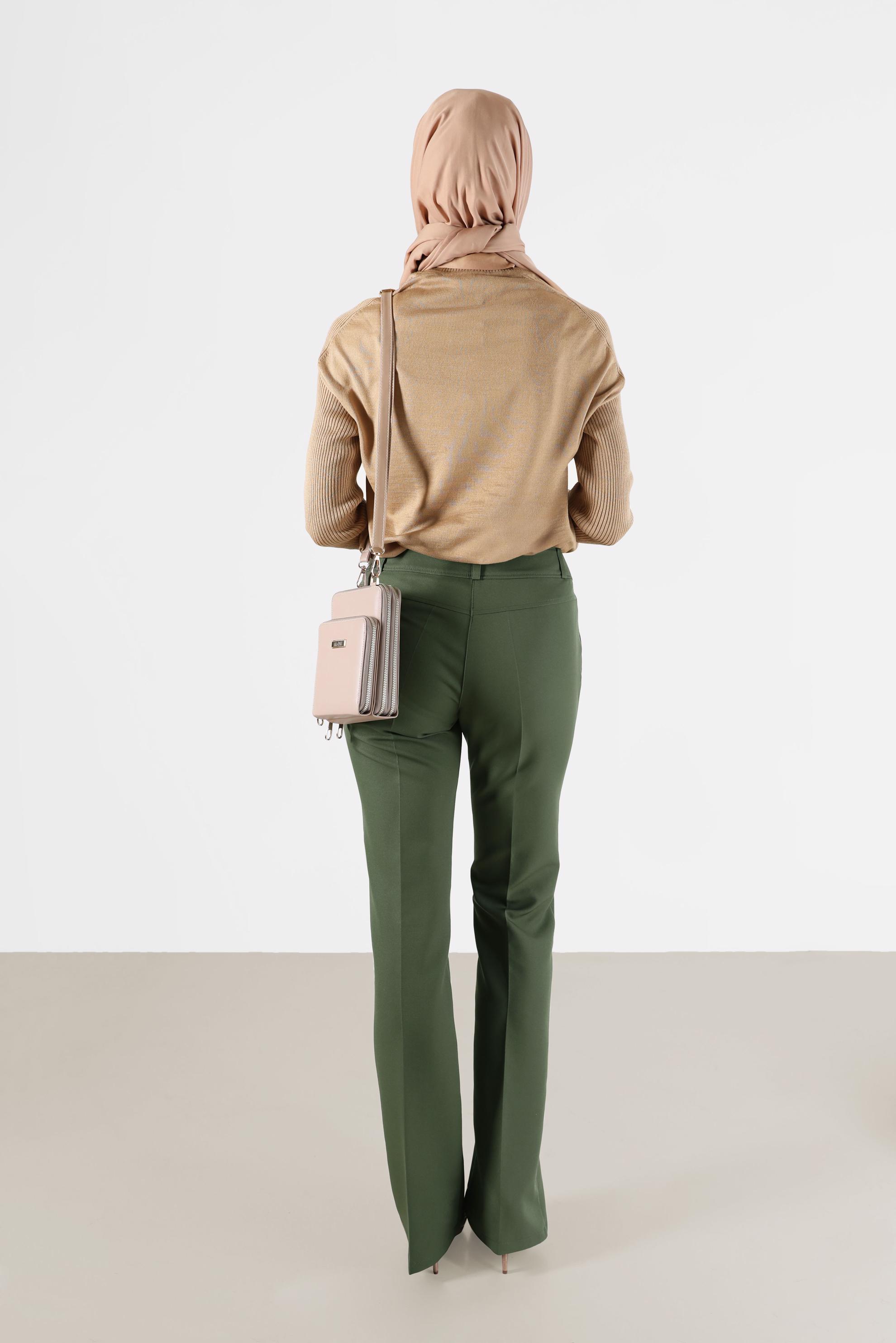 Tesettür giyim HAKİ İSPANYOL PAÇA PANTOLON 70297 