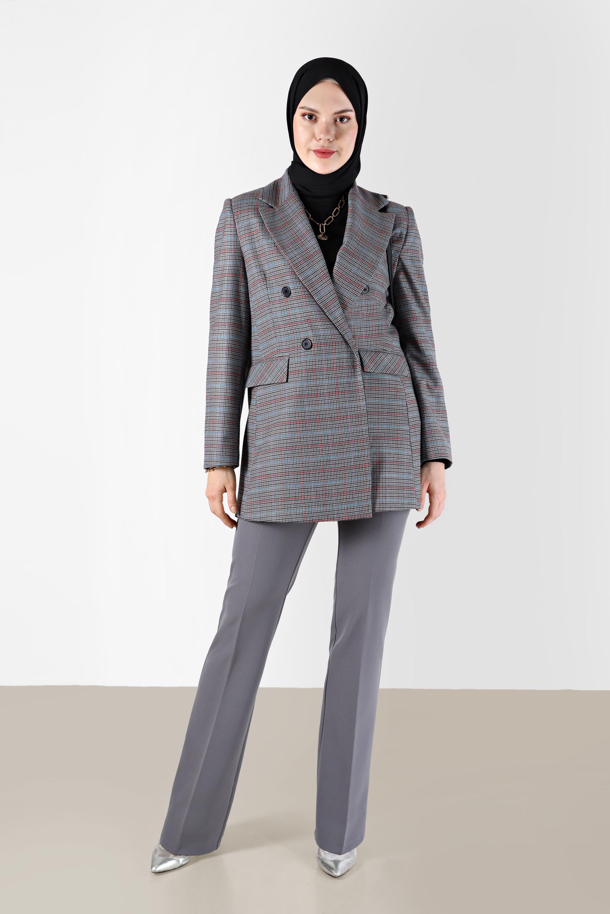 Tesettür giyim GRİ İSPANYOL PAÇA PANTOLON 70297 