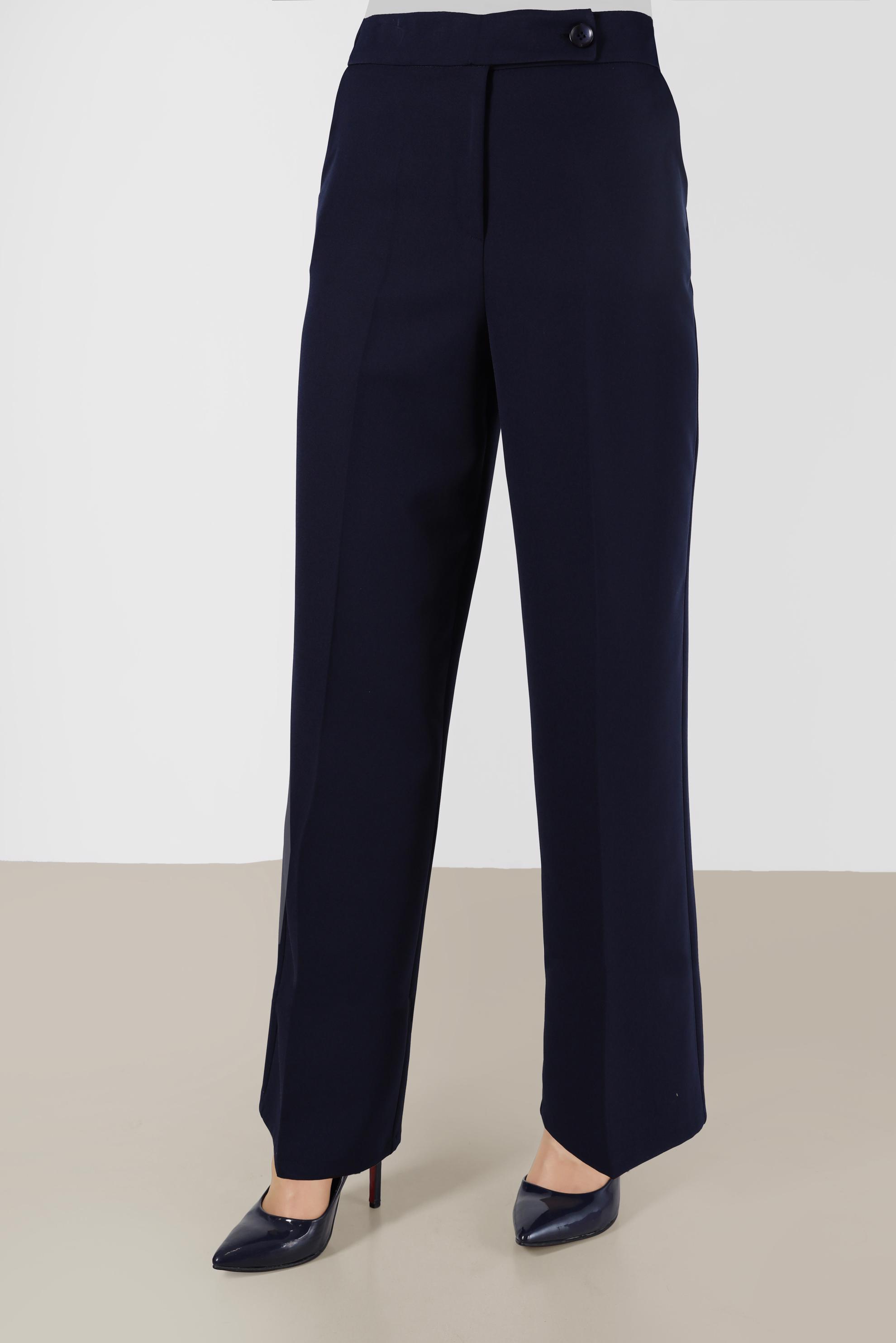 Tesettür giyim LACİVERT BELİ DÜĞMELİ GENİŞ PAÇA PANTOLON 70300 