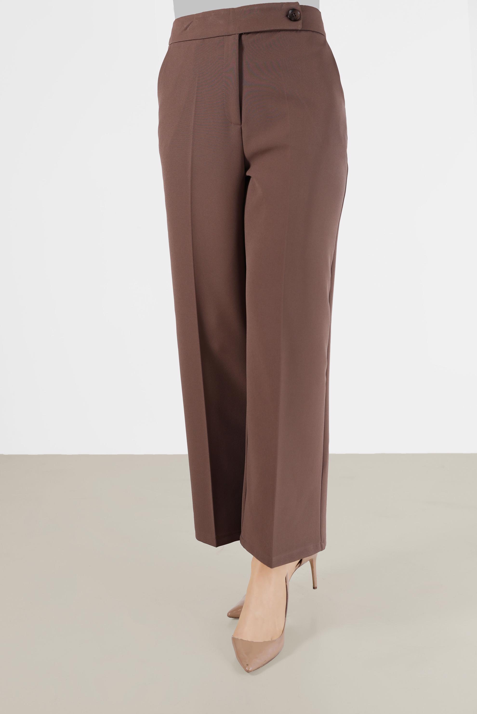 Tesettür giyim VİZON BELİ DÜĞMELİ GENİŞ PAÇA PANTOLON 70300 