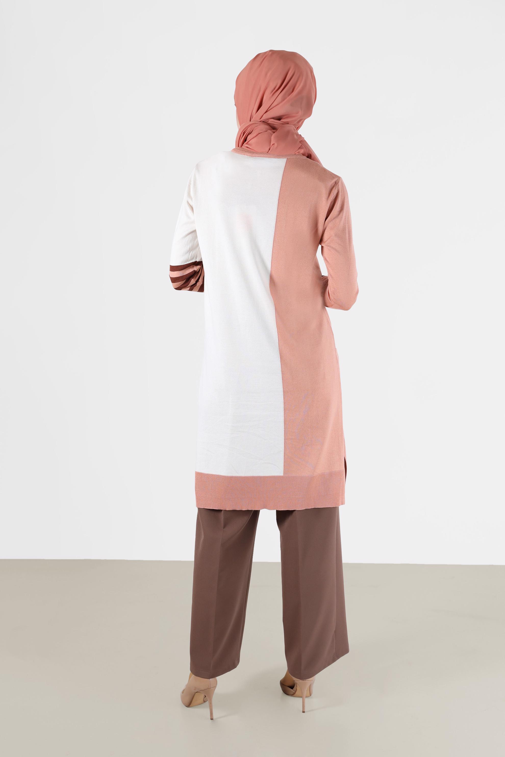 Tesettür giyim VİZON BELİ DÜĞMELİ GENİŞ PAÇA PANTOLON 70300 