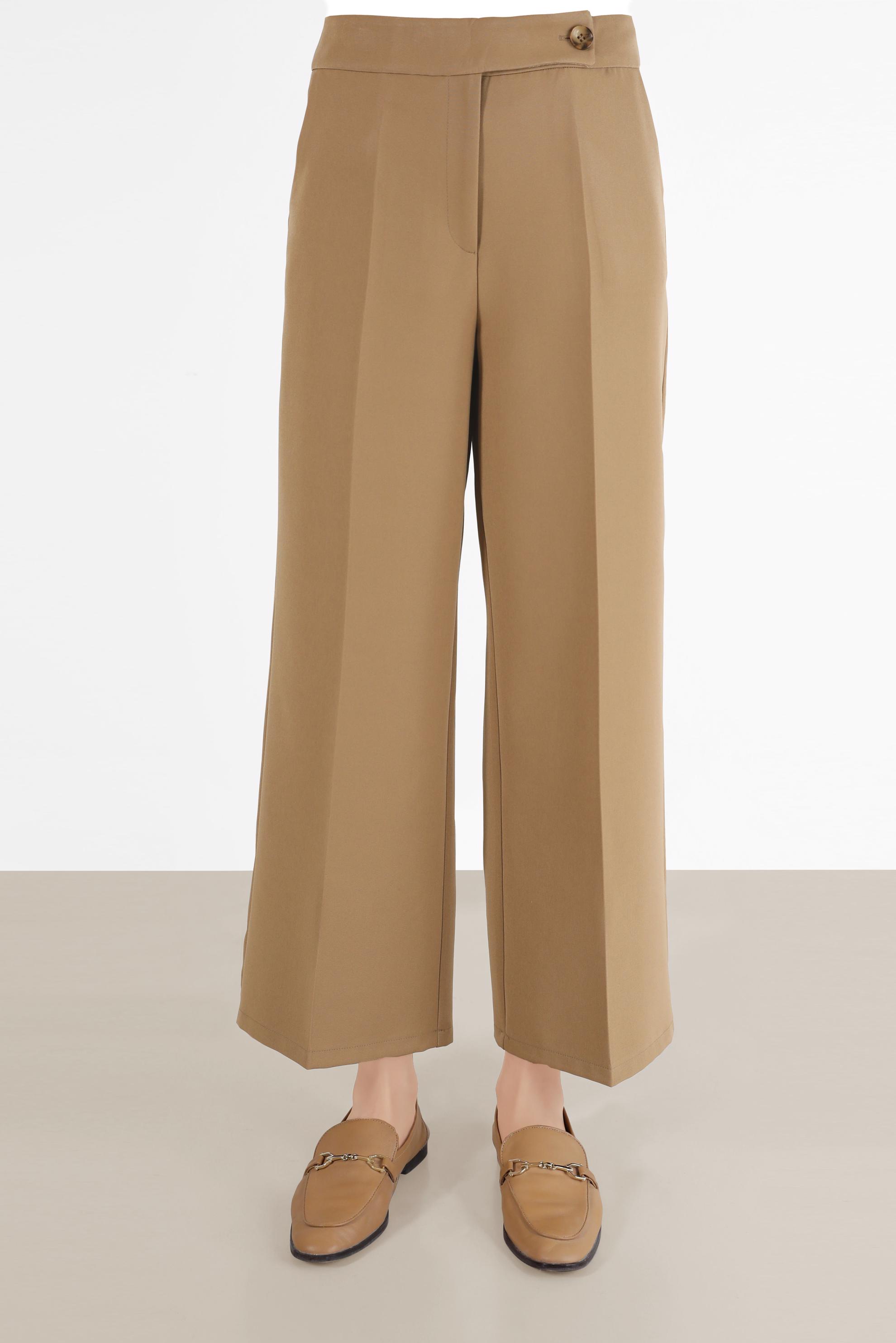 Tesettür giyim KAHVE BELİ DÜĞMELİ GENİŞ PAÇA PANTOLON 70300 