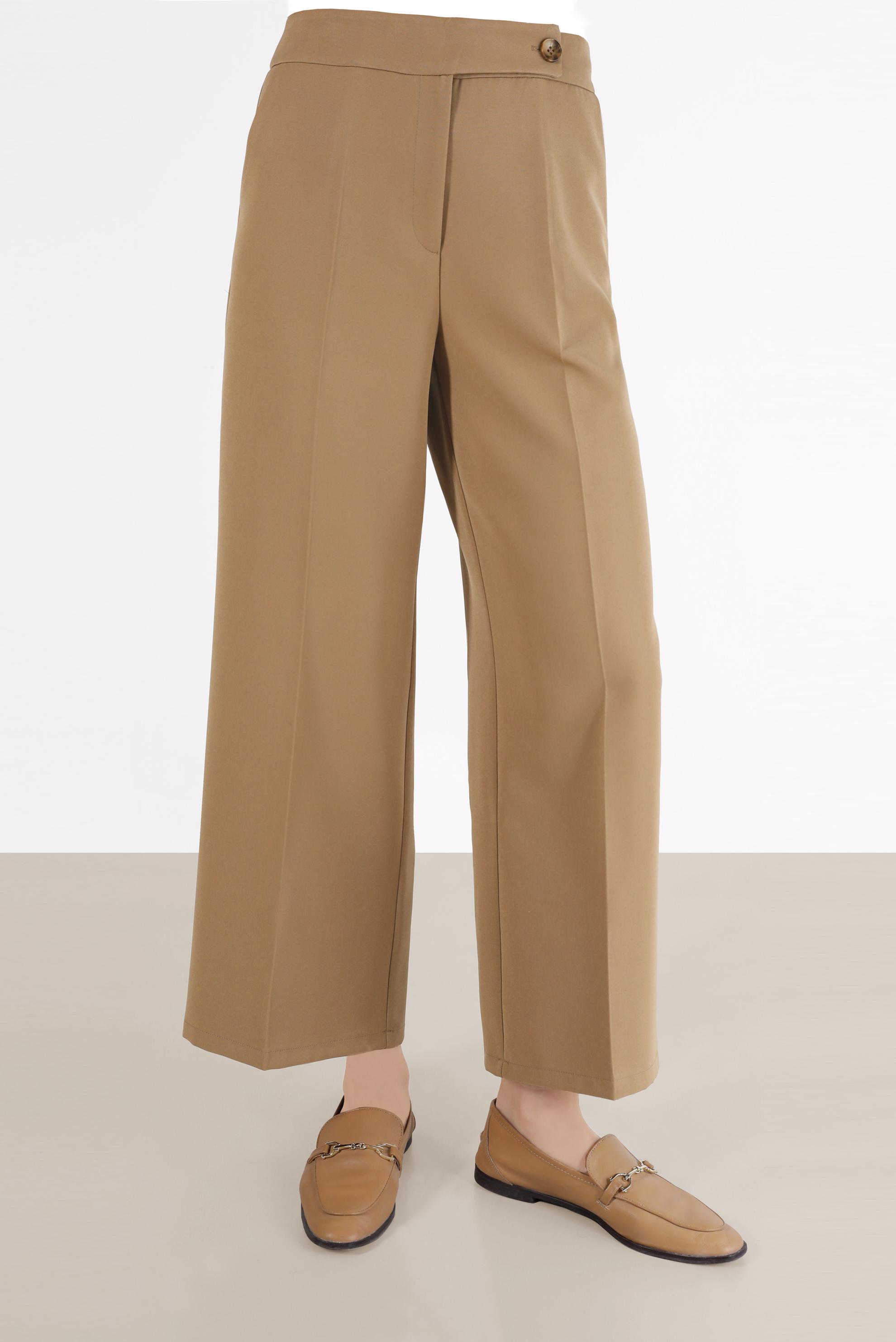 Tesettür giyim KAHVE BELİ DÜĞMELİ GENİŞ PAÇA PANTOLON 70300 