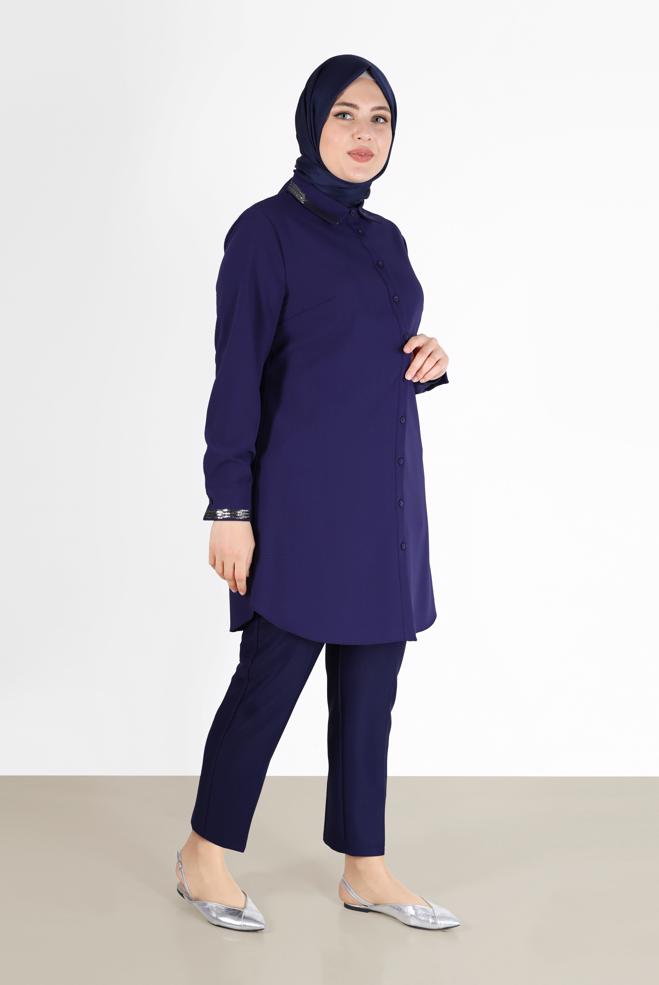 Vêtements hijab BLEU MARINE PANTALON CLASSIQUE COUPE DROITE 70301 - ALVİNA
