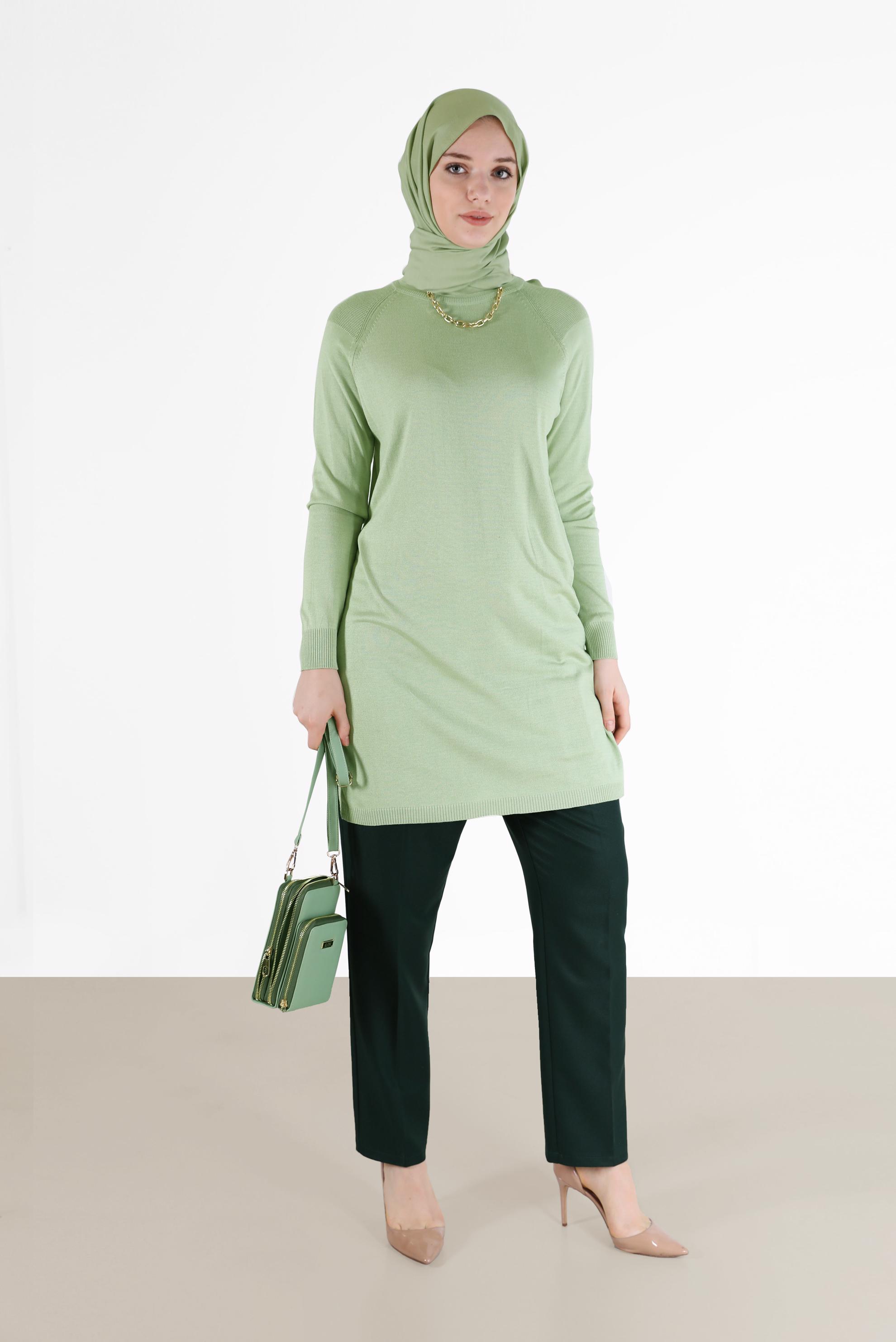 Tesettür giyim YEŞİL BORU PAÇA KLASİK PANTOLON 70301 