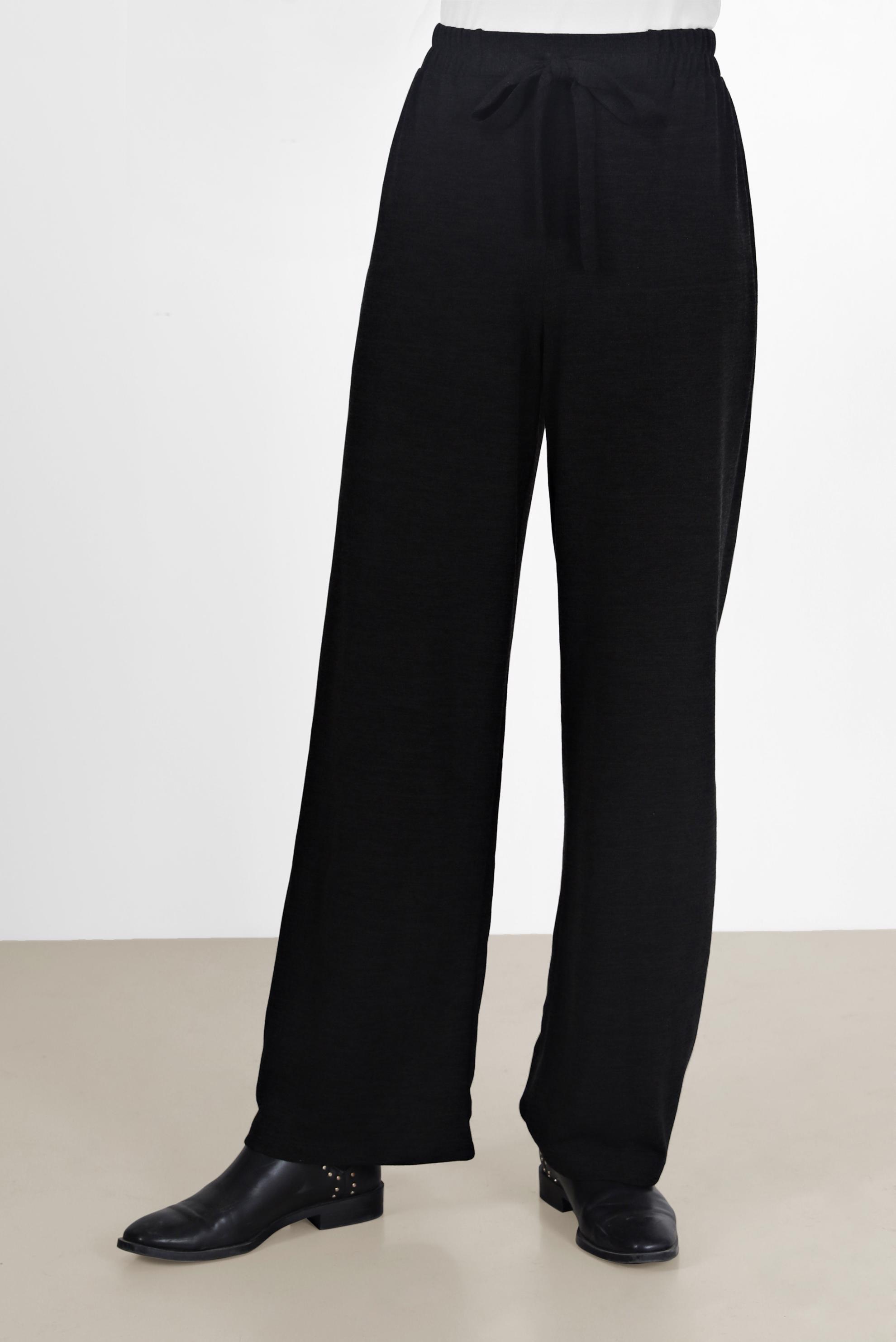 Vêtements hijab NOIR PANTALON EN MAILLE TAILLE ÉLASTIQUE 70303