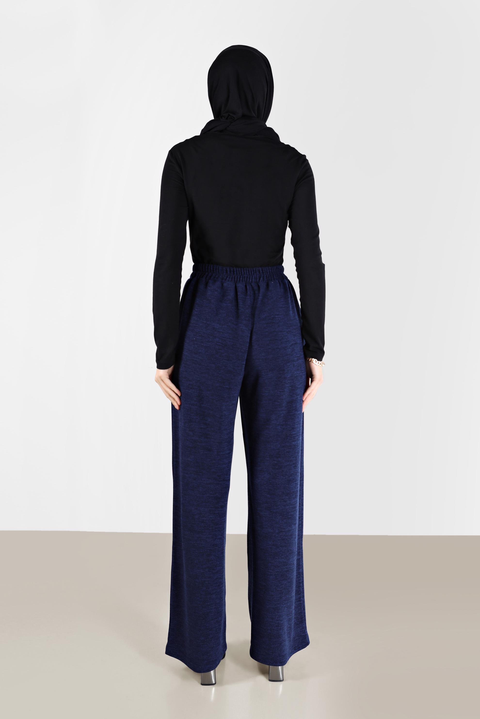 Tesettür giyim LACİVERT BELİ LASTİKLİ ÖRME PANTOLON 70303