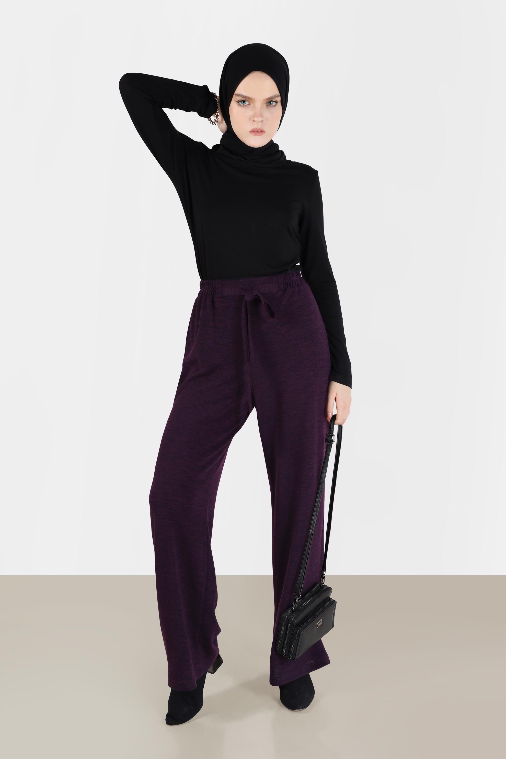 Tesettür giyim MÜRDÜM BELİ LASTİKLİ ÖRME PANTOLON 70303