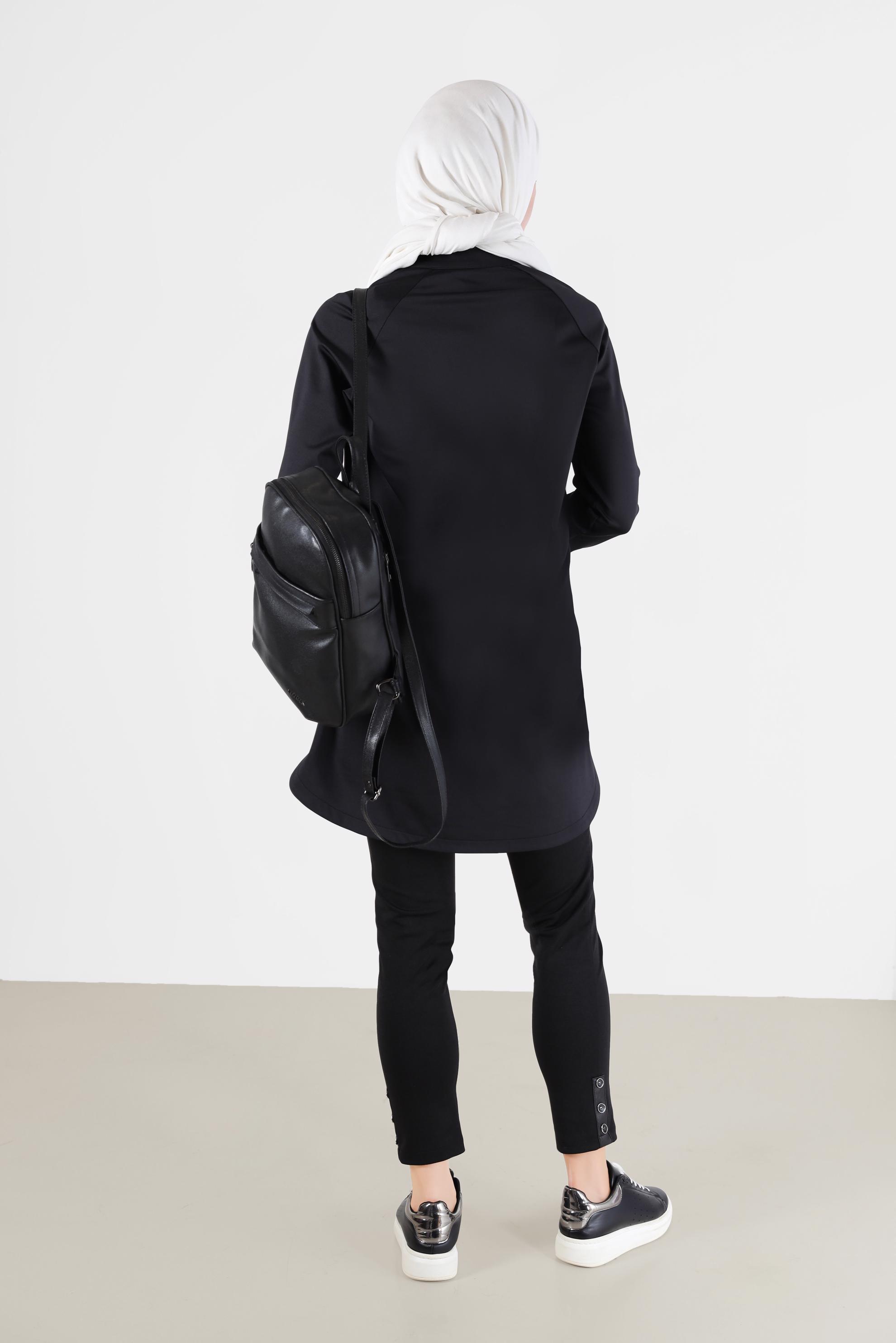 Tesettür giyim SİYAH DAR PAÇA DÜĞME DETAYLI PANTOLON 70305 