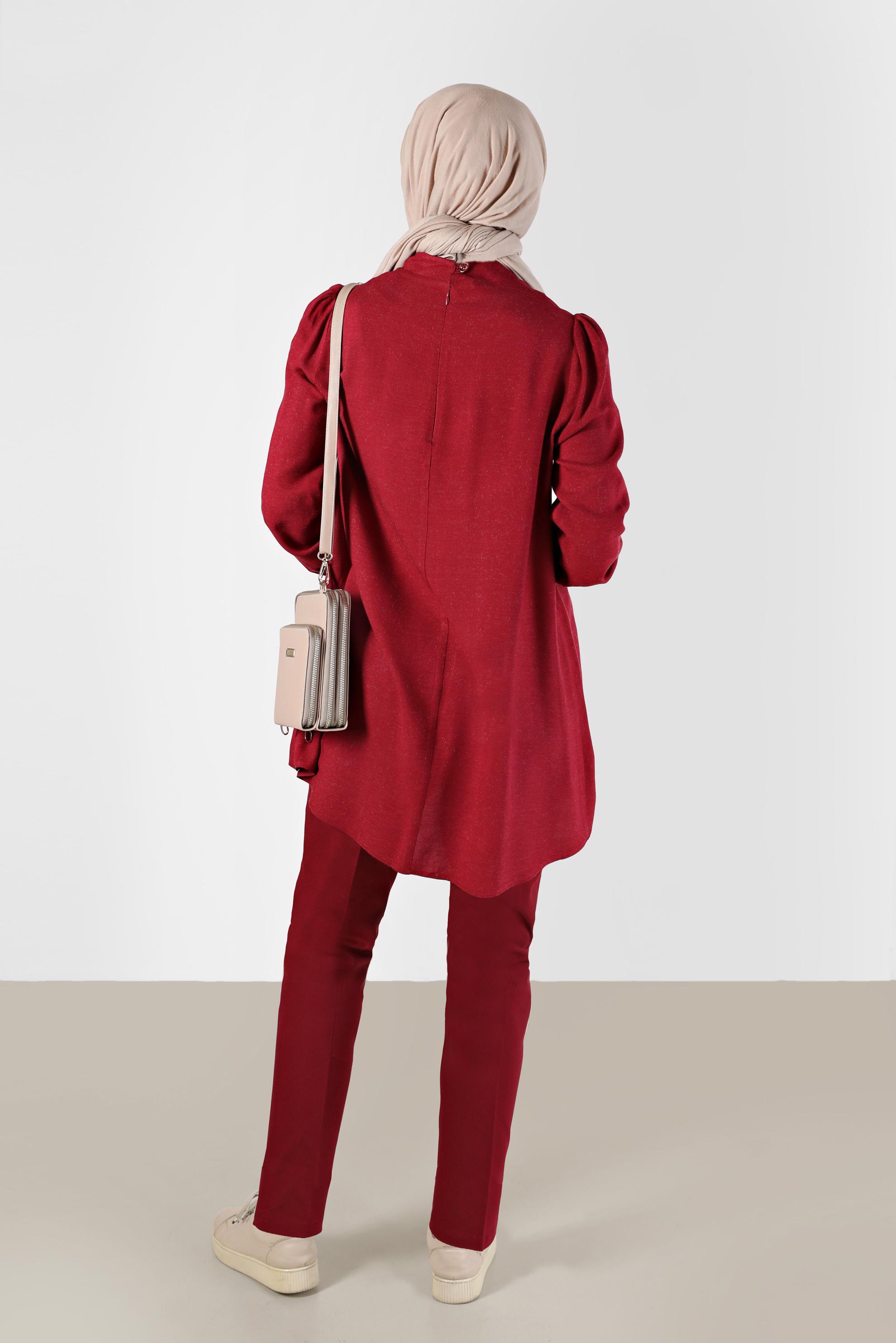 Tesettür giyim KIRMIZI DAR PAÇA PANTOLON 70307 