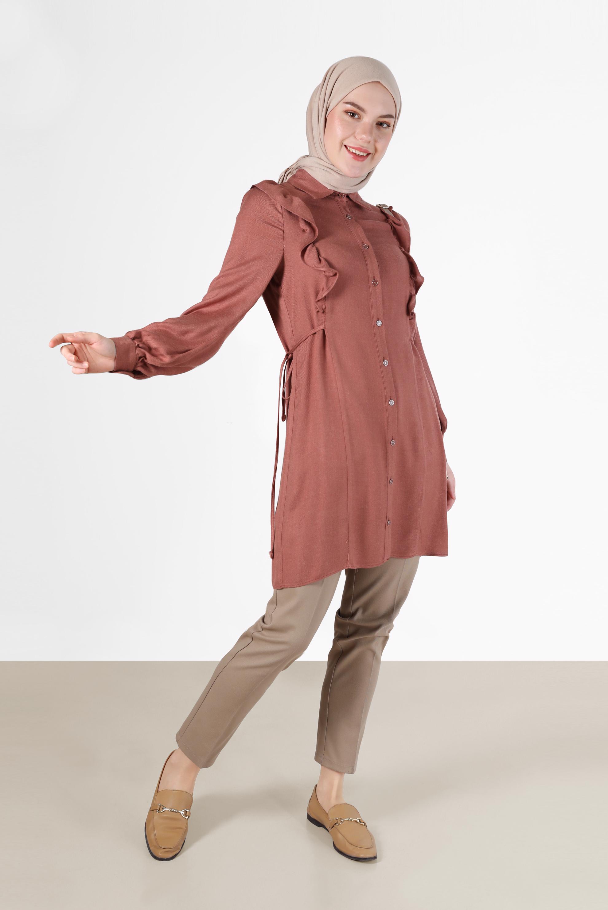 Tesettür giyim BEJ DAR PAÇA PANTOLON 70307 