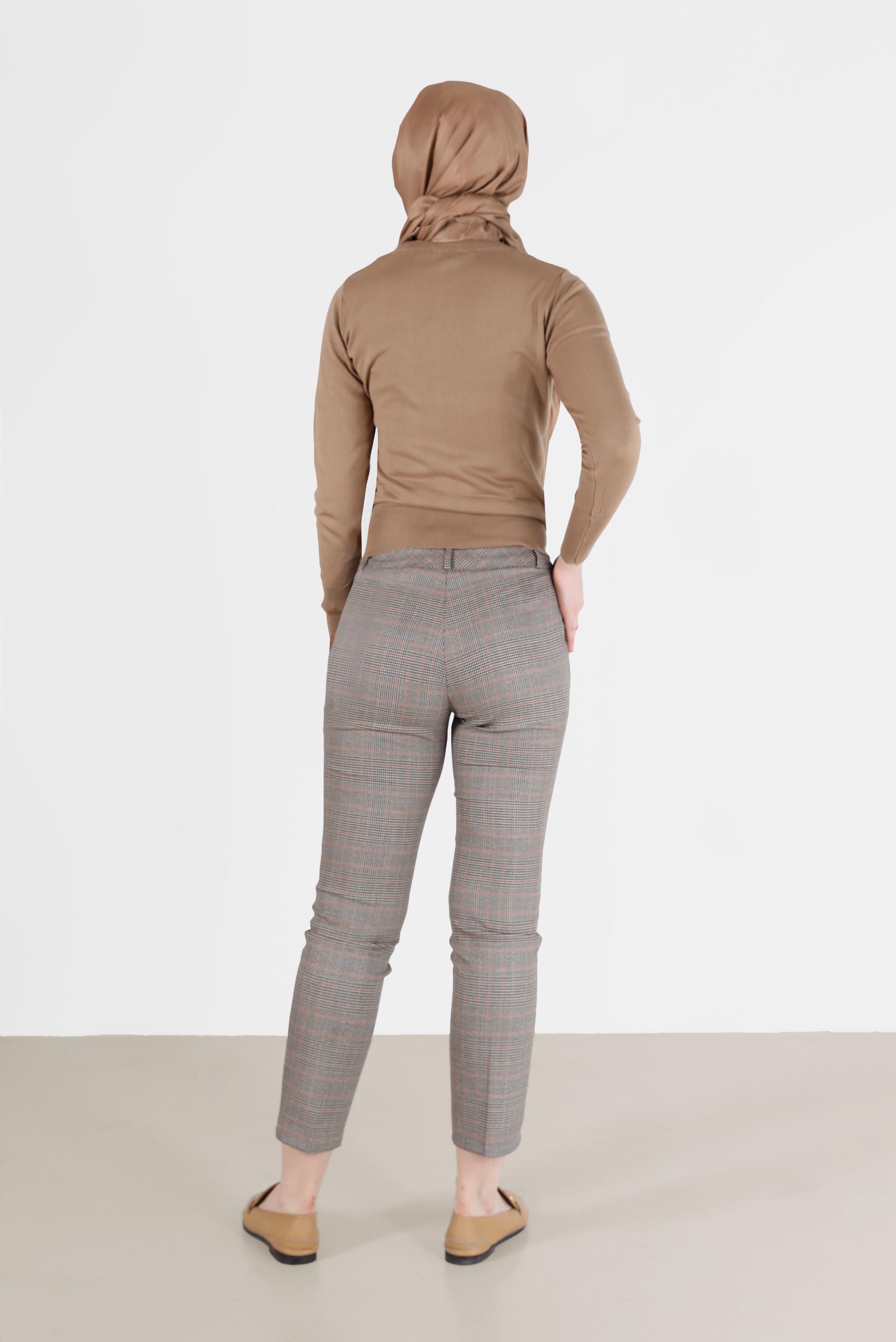 Hijab clothing ORANGE CHECKED SKINNY PANTS 70310 