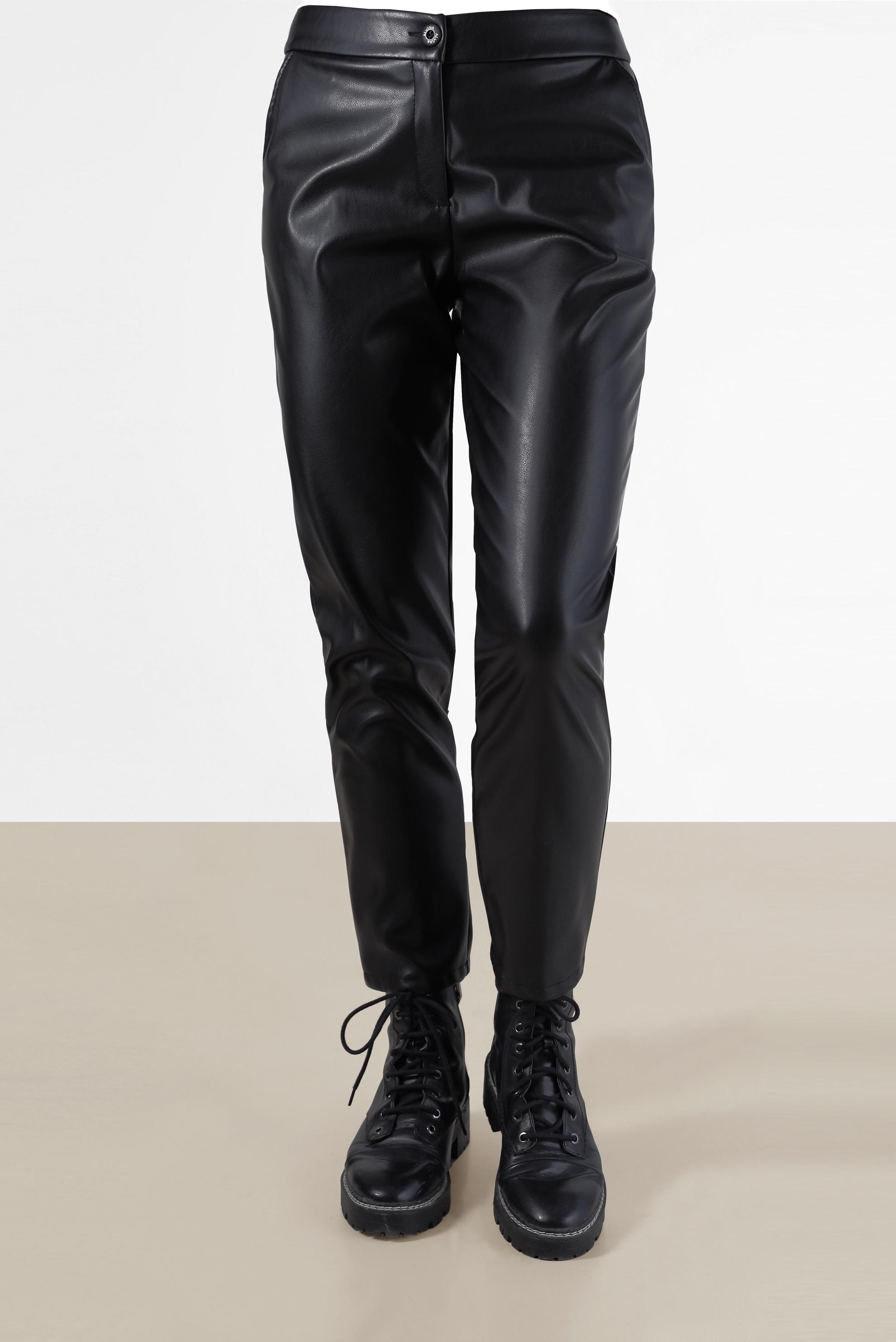 Tesettür giyim SİYAH DAR PAÇA SUNİ DERİ PANTOLON 70312 