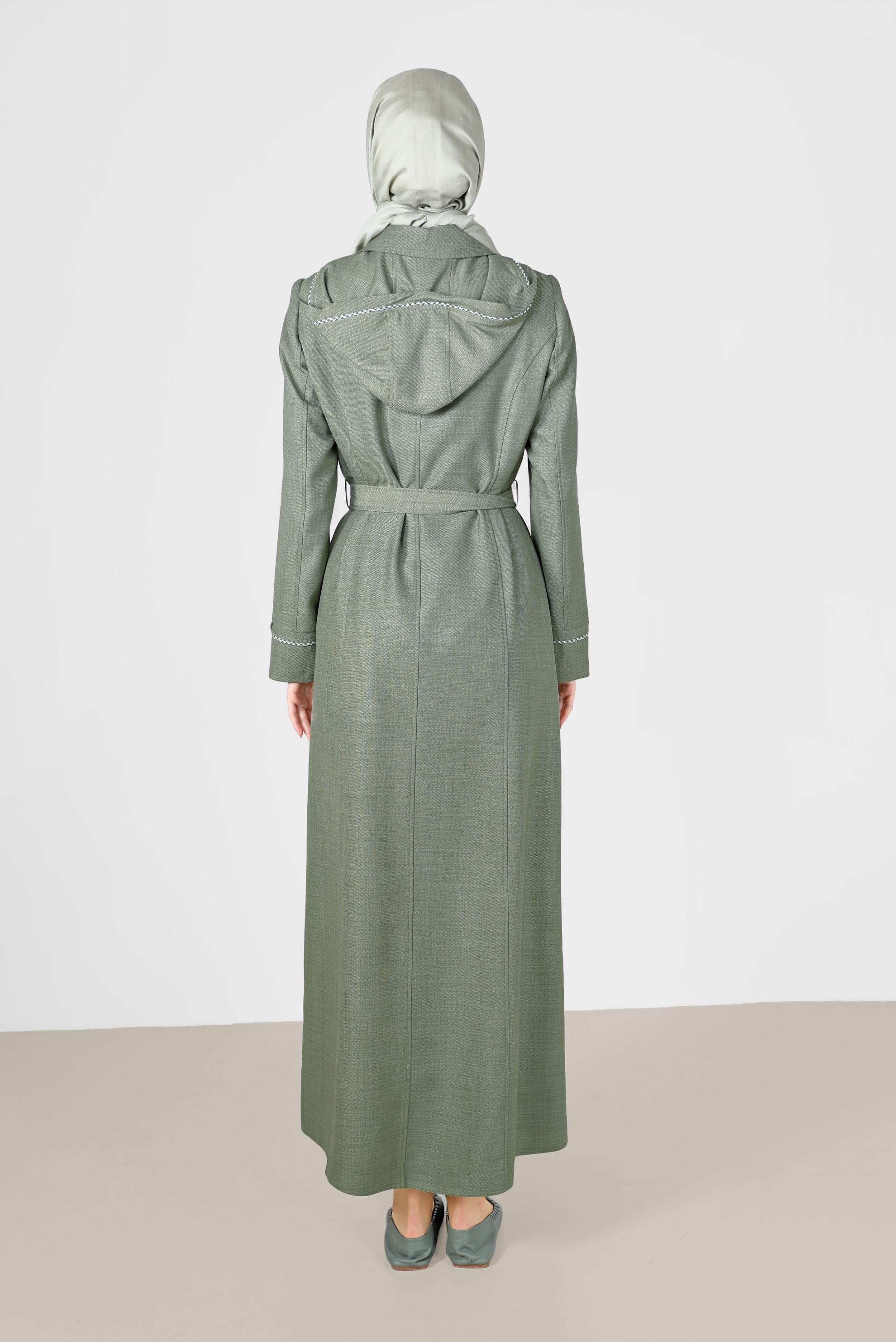 Vêtements hijab VERT COUCHE DE FINITION CEINTURE À CAPUCHE 10458