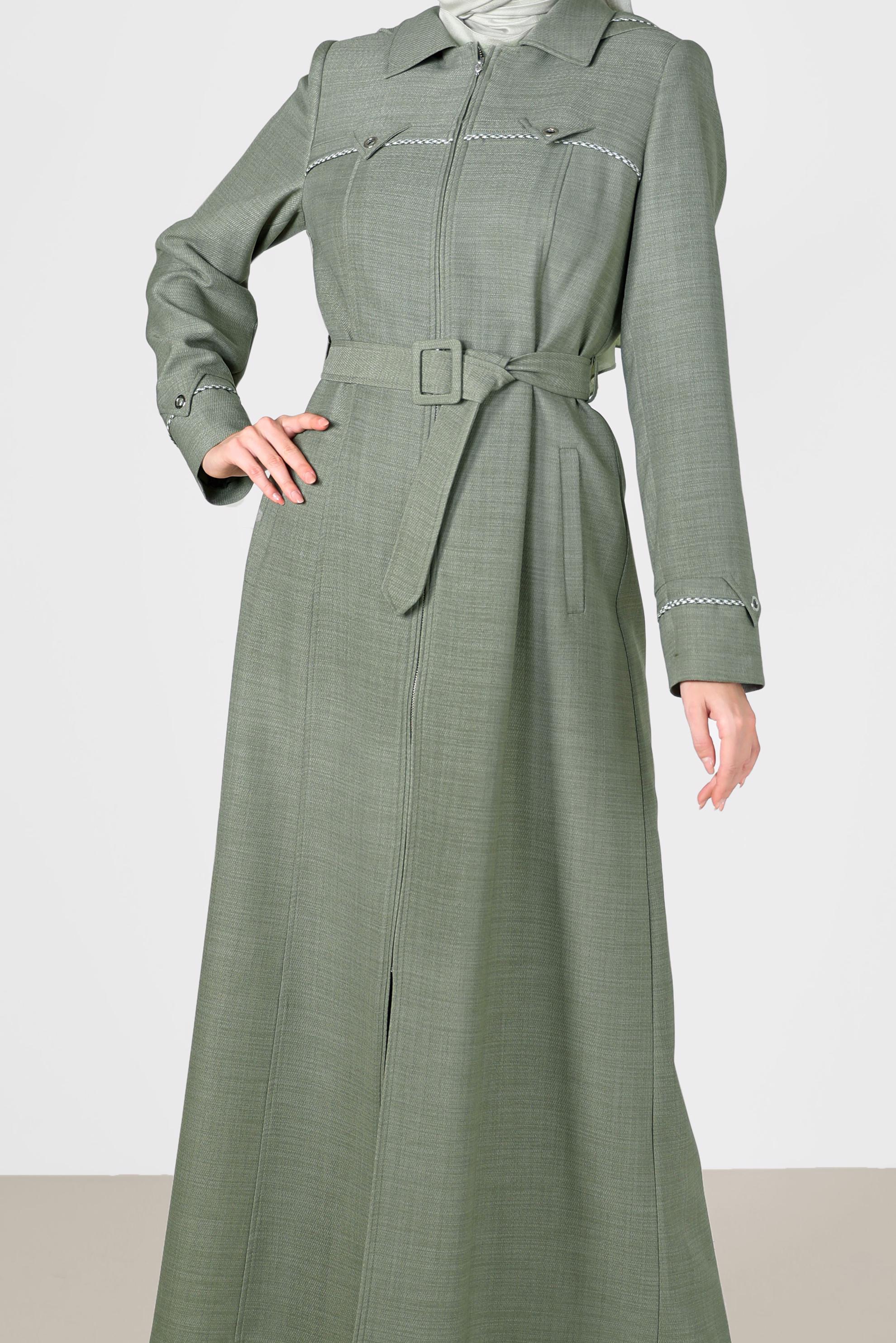 Vêtements hijab VERT COUCHE DE FINITION CEINTURE À CAPUCHE 10458