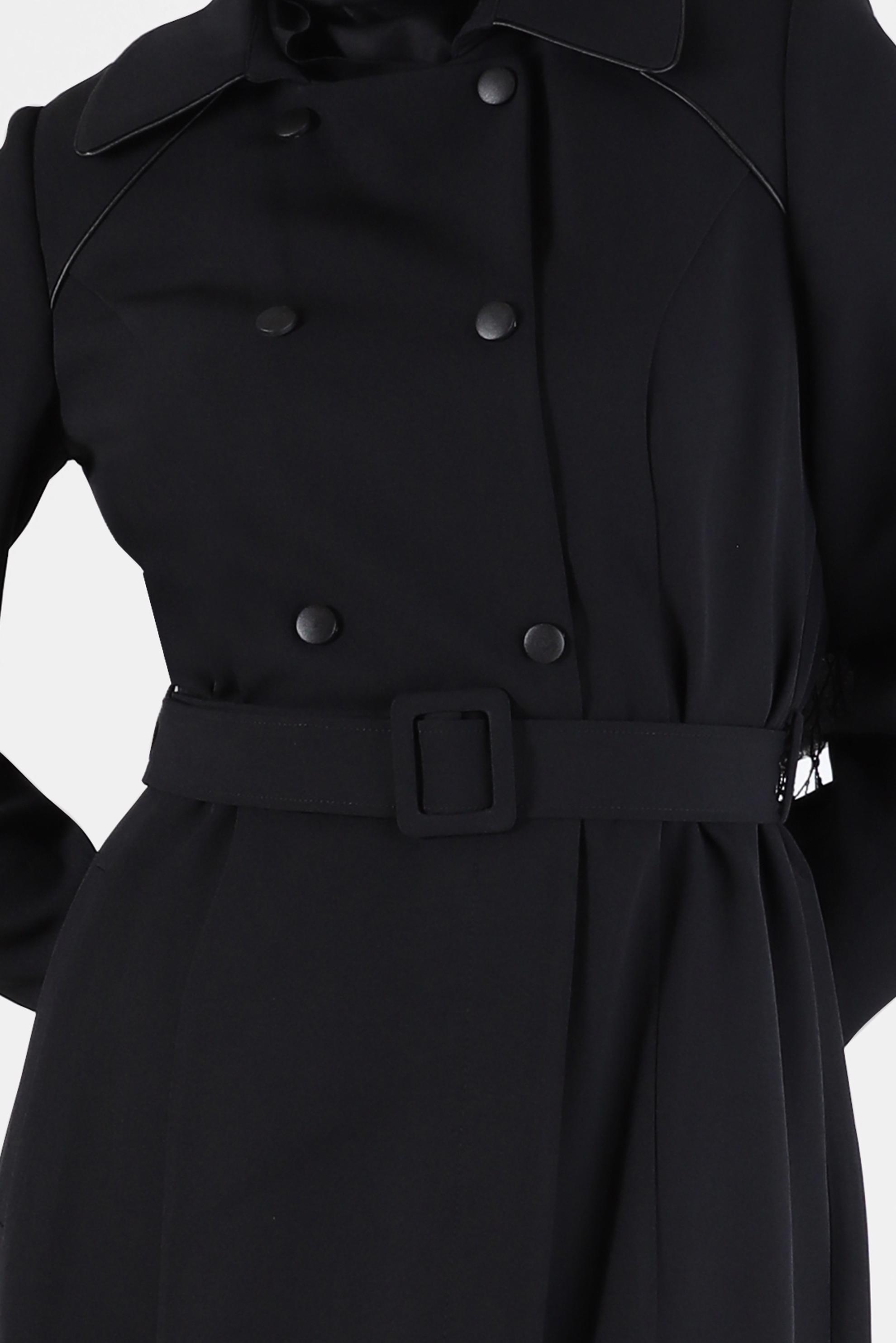 Tesettür giyim SİYAH KUŞAKLI DÜĞME DETAYLI PARDESÜ 10459 