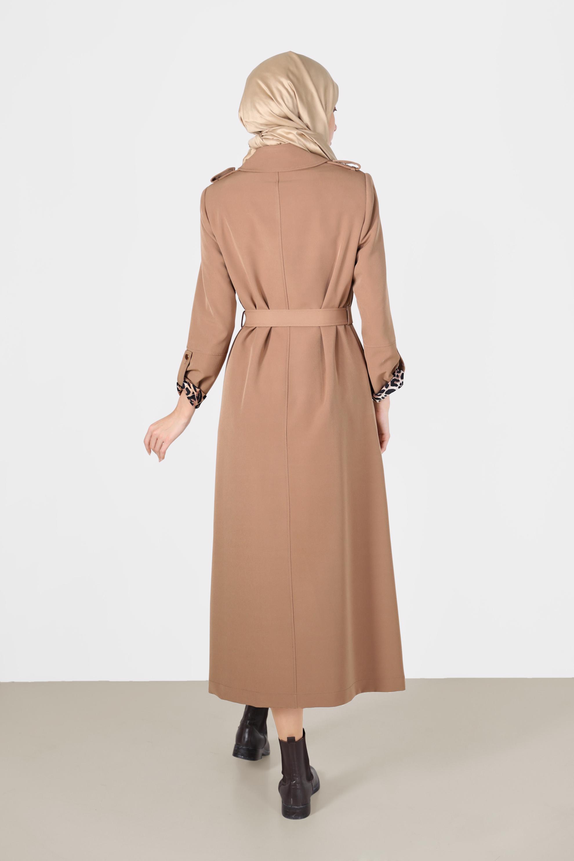 Vêtements hijab BEIGE COUCHE DE FINITION CEINTURÉE À MOTIF LÉOPARD 10460