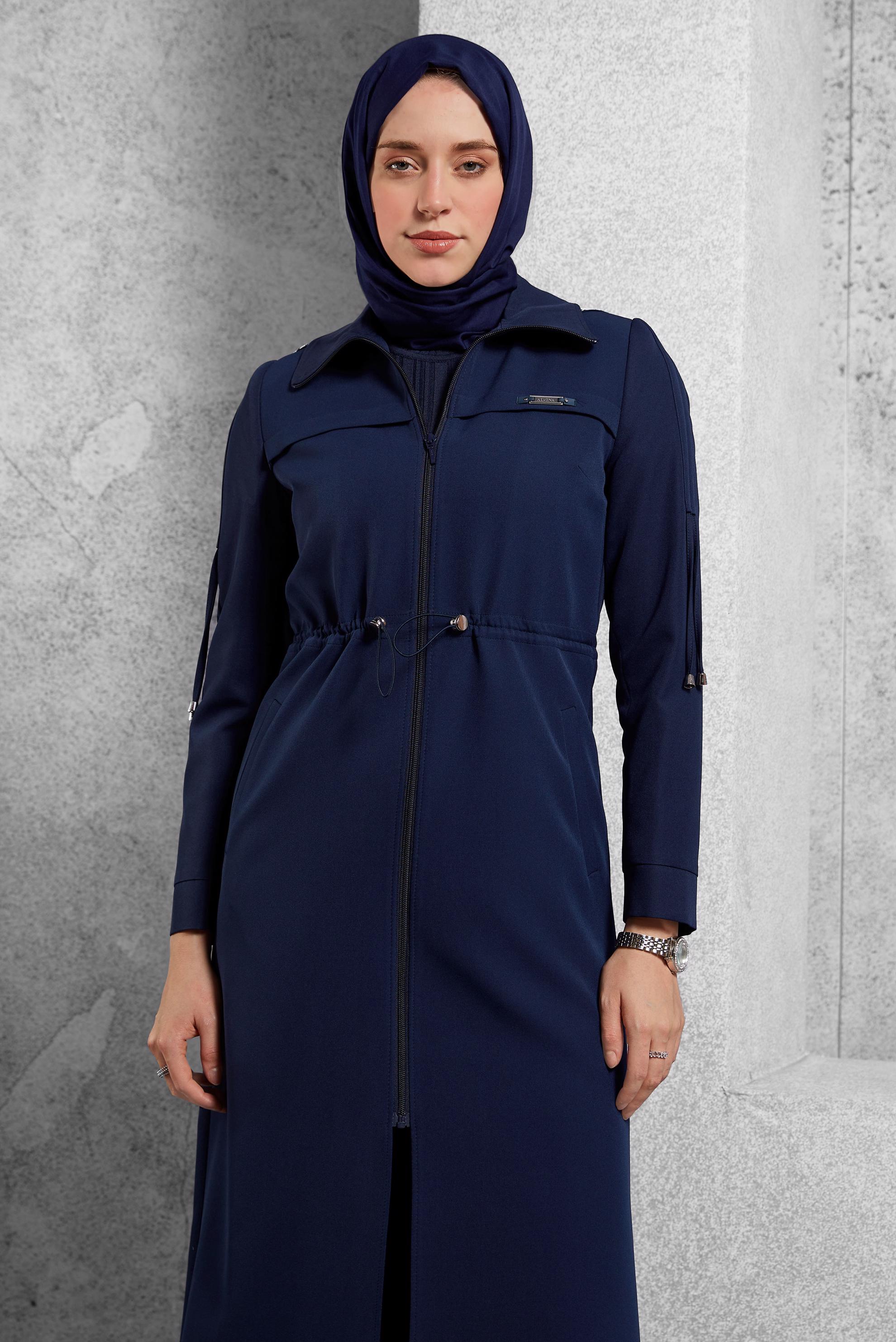 Vêtements hijab BLEU MARINE MANTEAU À CAPUCHE 10464