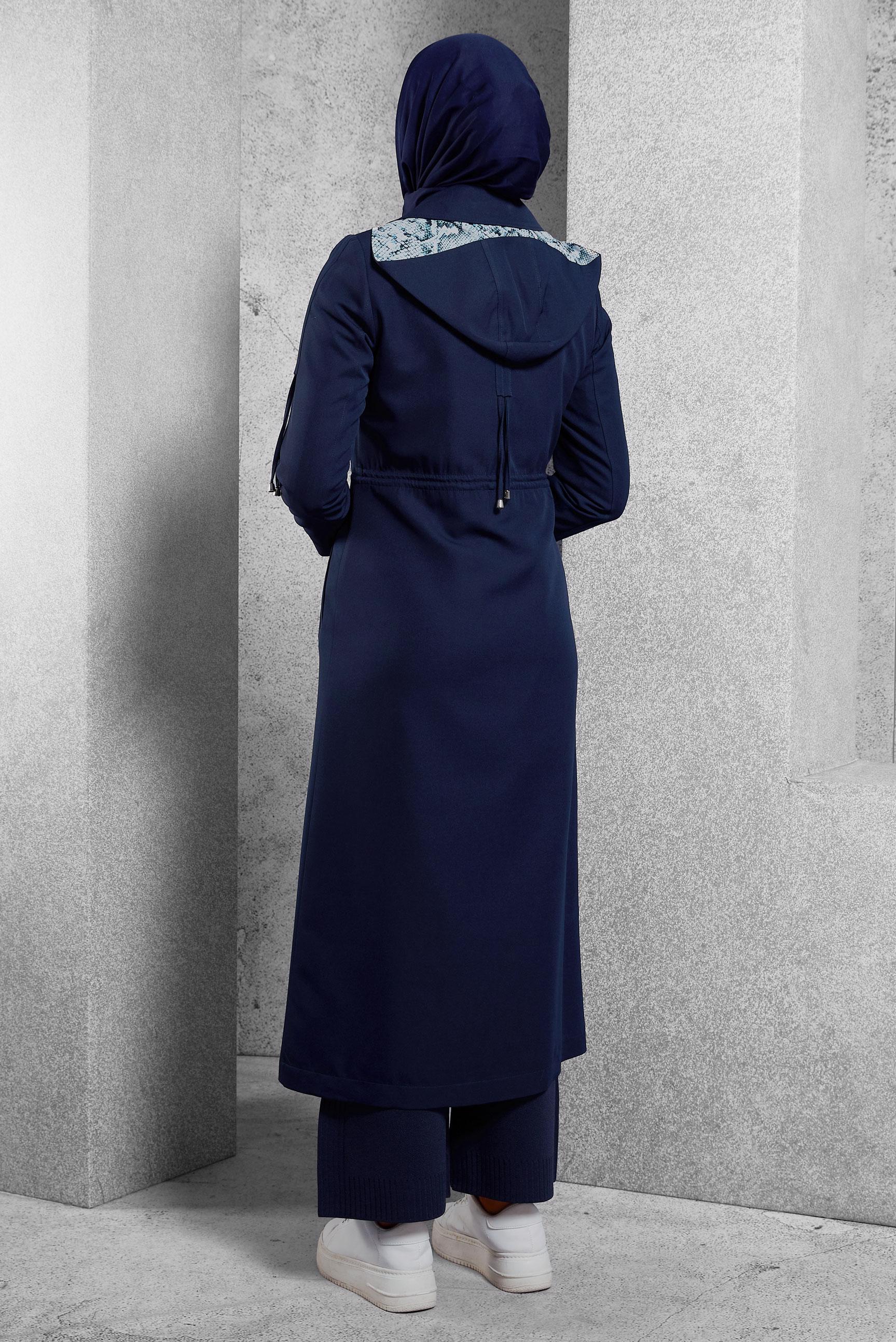 Vêtements hijab BLEU MARINE MANTEAU À CAPUCHE 10464