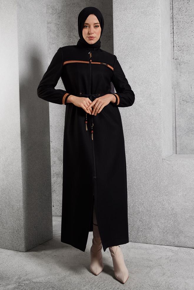 Vêtements hijab NOIR COUCHE DE FINITION À COL MAO 10471 - ALVİNA