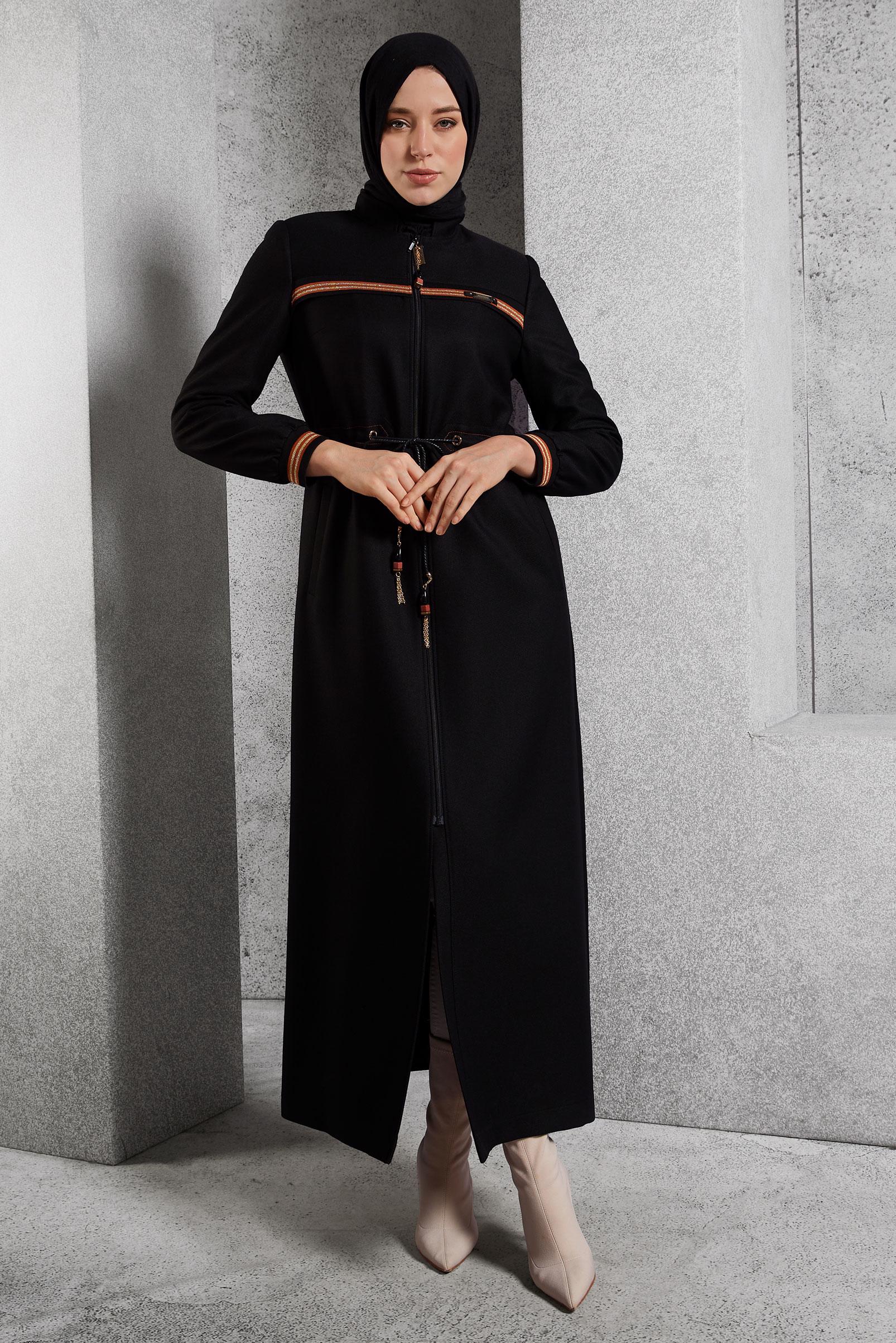 Vêtements hijab NOIR COUCHE DE FINITION À COL MAO 10471