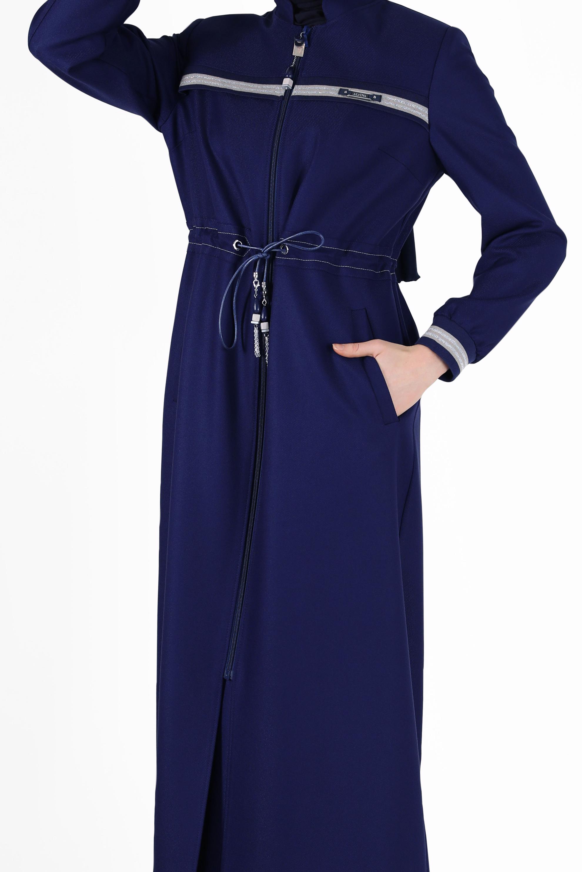 Tesettür giyim LACİVERT HAKİM YAKA PARDESÜ 10471