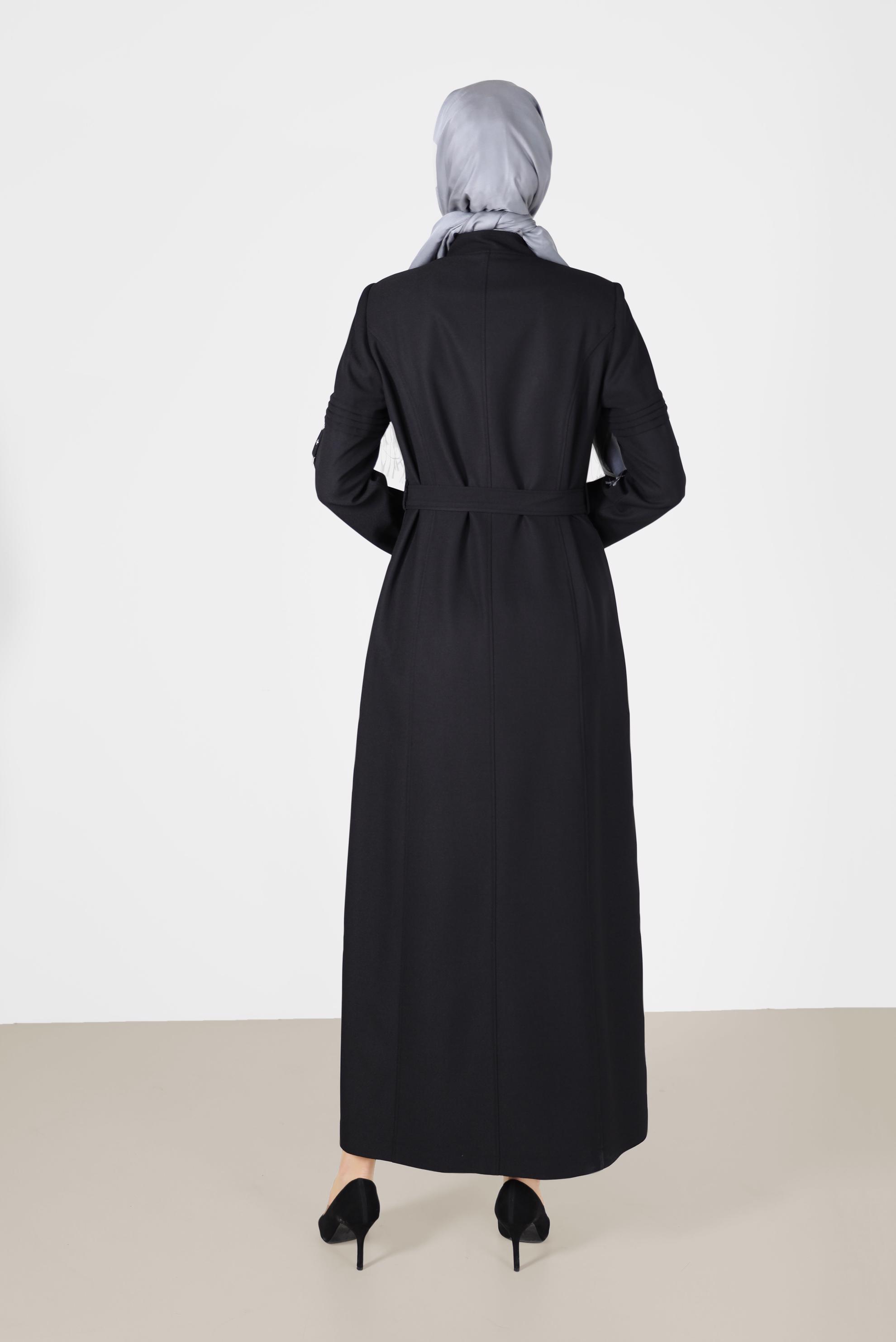 Vêtements hijab NOIR COUCHE DE FINITION CEINTURÉE 10474