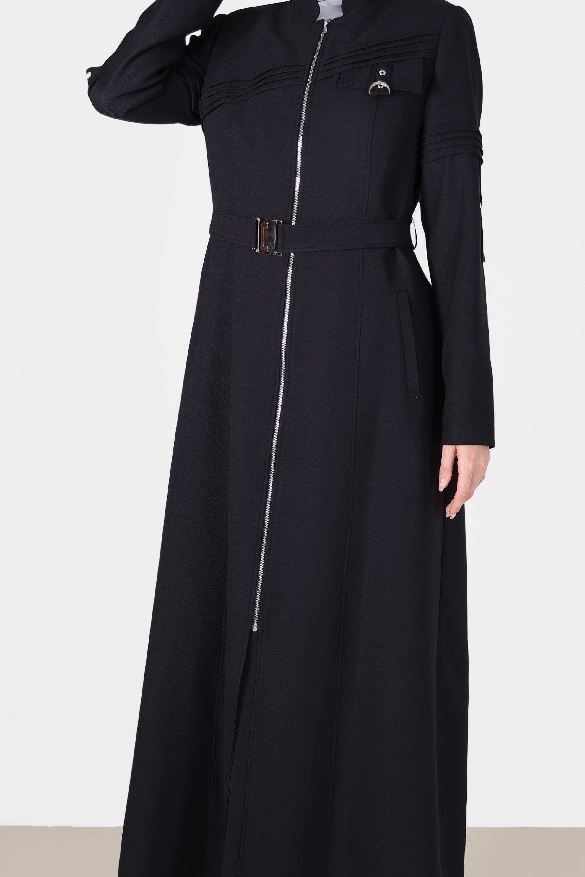 Vêtements hijab NOIR COUCHE DE FINITION CEINTURÉE 10474