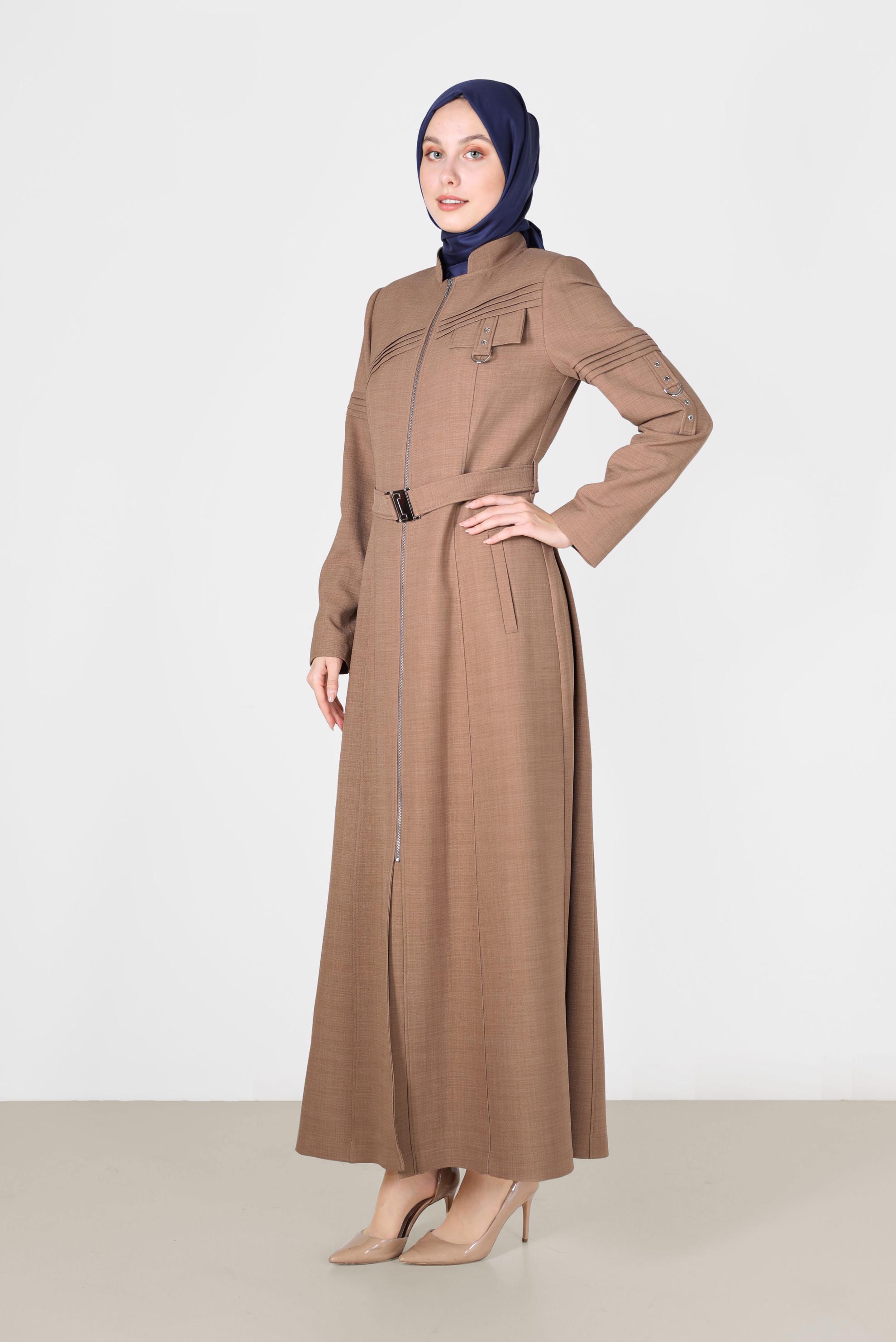 Vêtements hijab BRUN COUCHE DE FINITION CEINTURÉE 10474