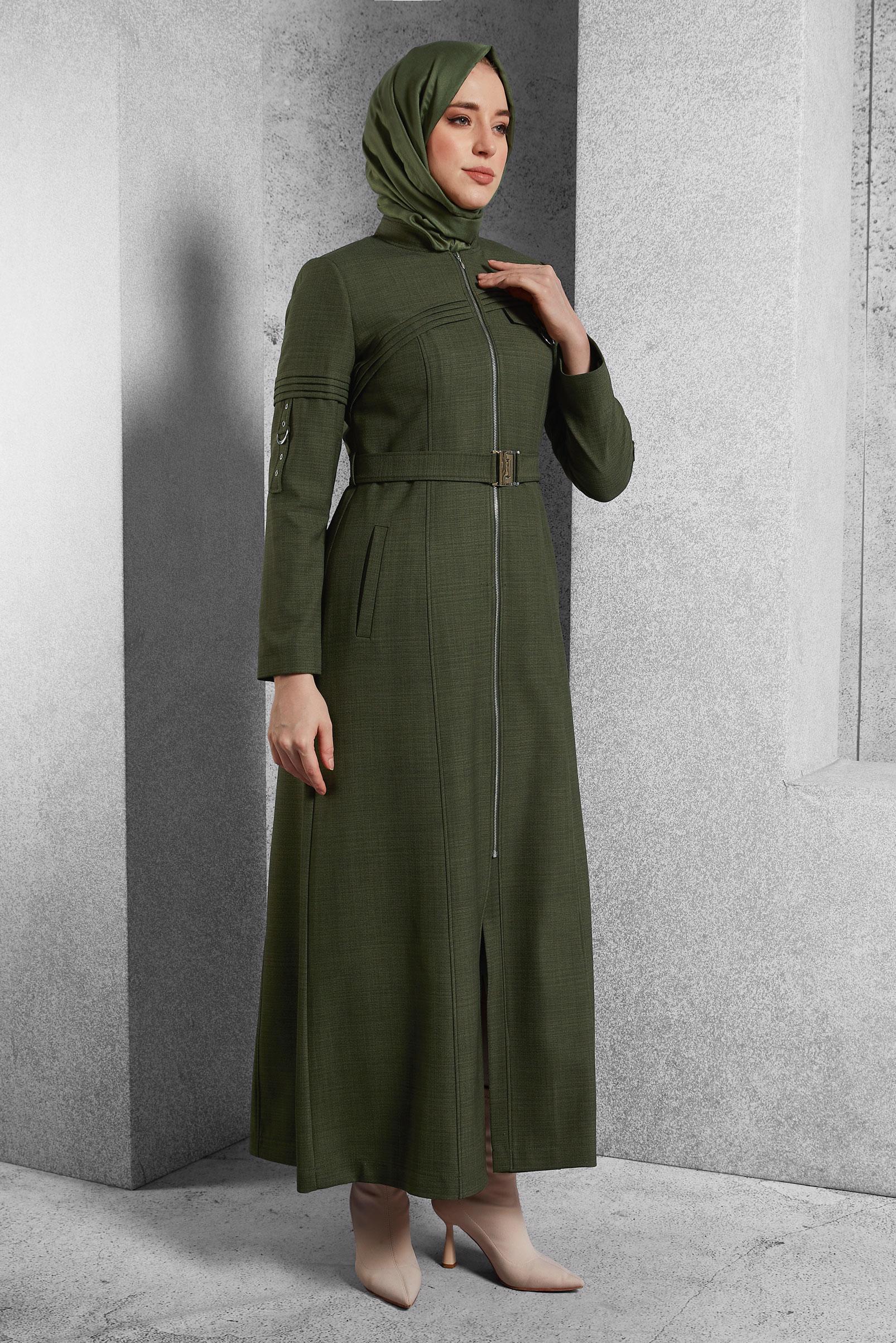 Vêtements hijab KAKI COUCHE DE FINITION CEINTURÉE 10474