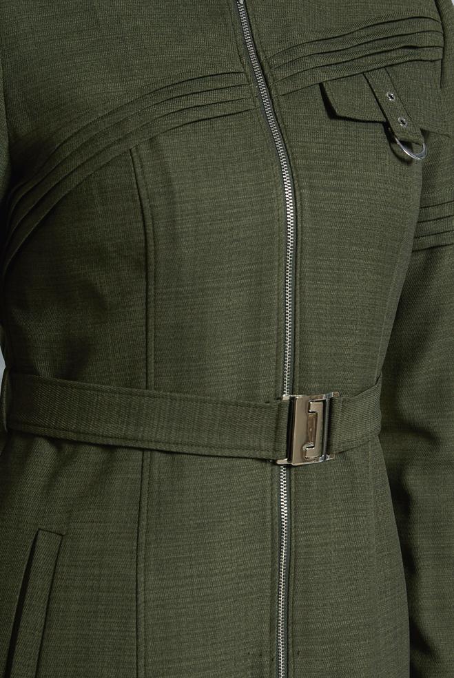 Vêtements hijab KAKI COUCHE DE FINITION CEINTURÉE 10474 - ALVİNA